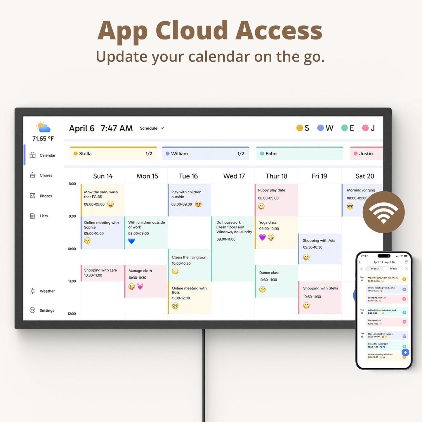 Dragon Touch 27 inch Digital Calendar Chore Chart – Interactive Touchscreen, Smart Family Planner, Hearth Display Desk Digital Calendar Seamless Scheduling Black