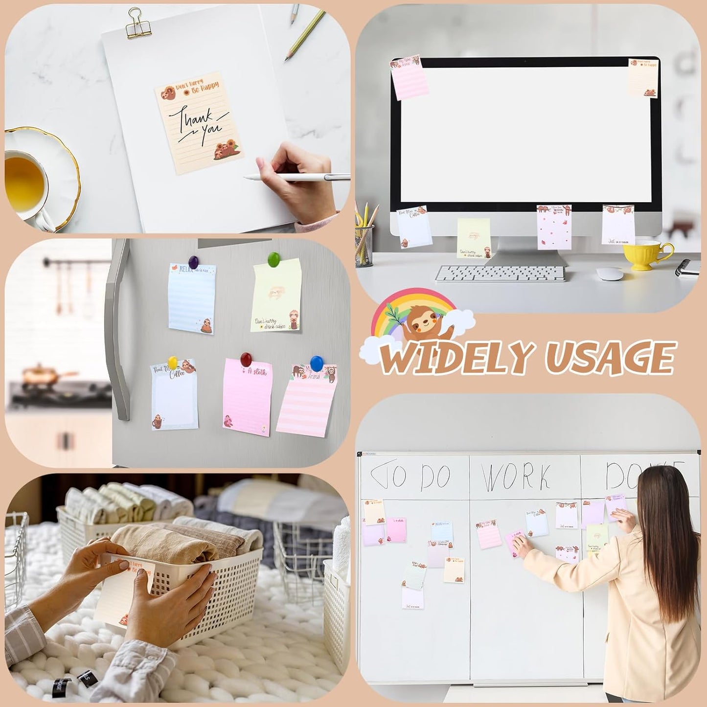 12 Pieces Sloth Sticky Notes 3x4 Inch Cute Cartoon Sloth Gifts Memo Notes for Animal Lovers Women Animal to Do List for Office Friends Lazy Day Holidays Gifts