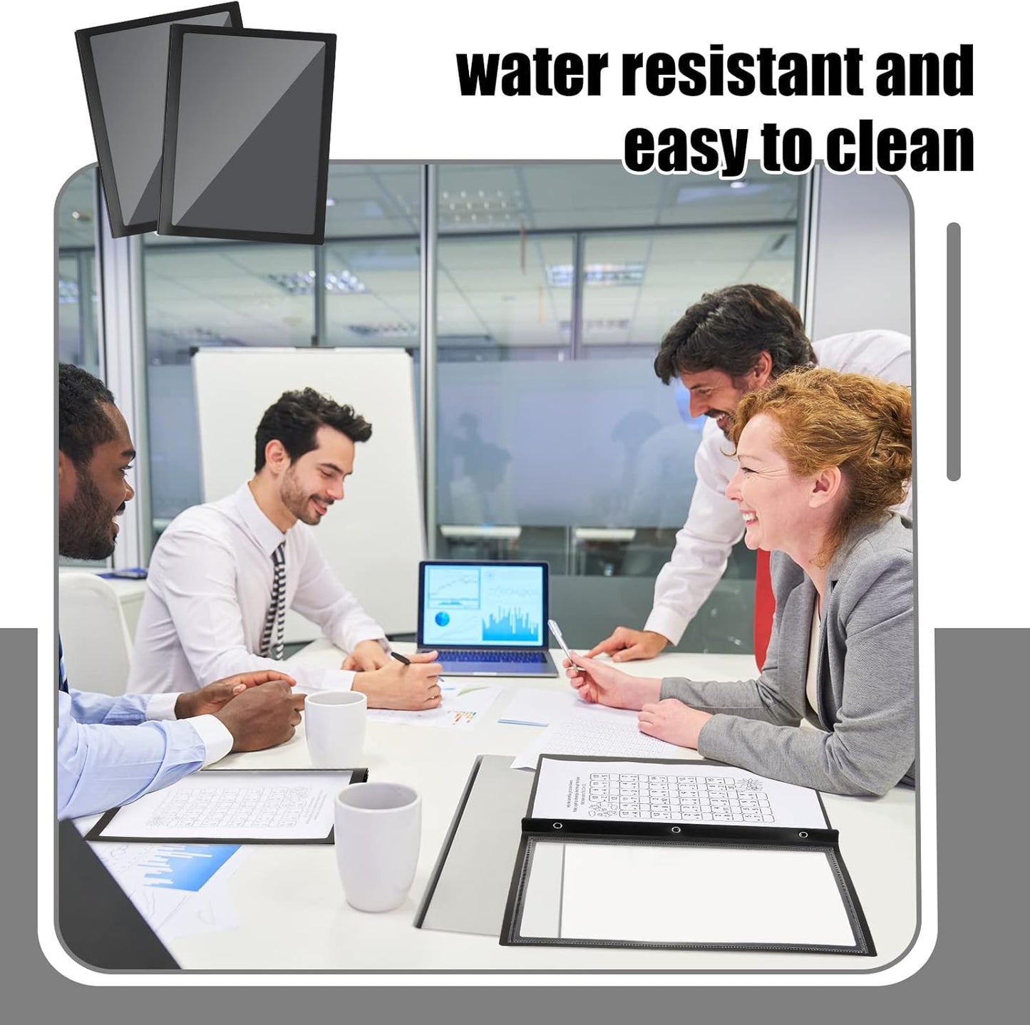 Teling 36 Pcs Report Covers with 3 Prong Fasteners Clear Front Presentation Folders Frame View Poly Report Folder Presentation Binder for Paper Document School Office(Black)