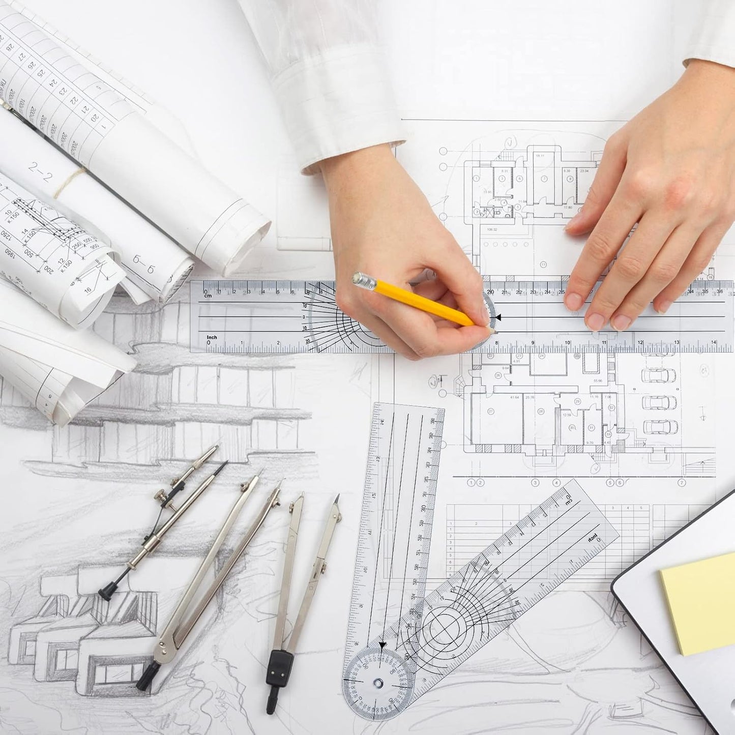 8 Pcs Plastic Goniometer Quick Protractor Clear Angle Finder Ruler with 7 Inch Arm Angle Measurement Tool for School Office Measuring Drawing Woodworking Designers Architects Students Work