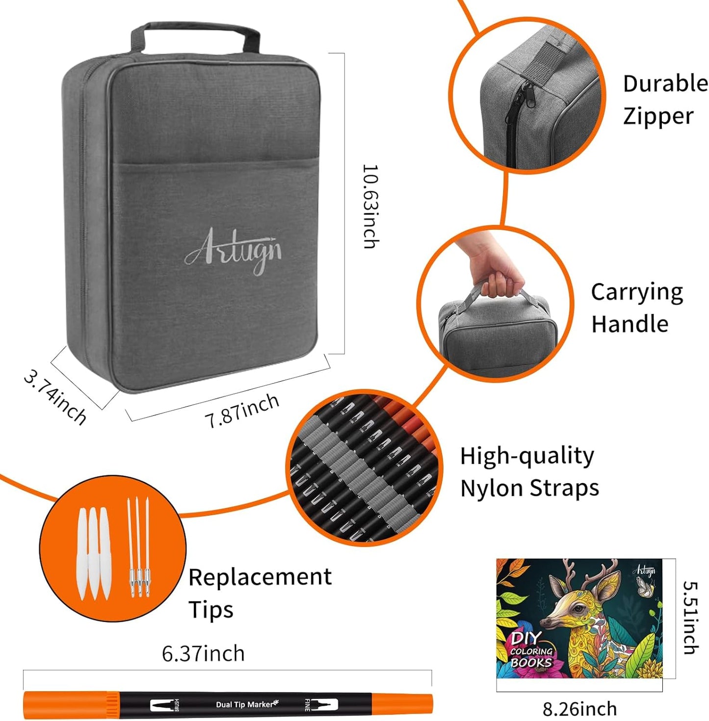 Dual Markers Brush Pens for Adult Coloring Books, 168 Colors Art Marker Set with Fine & Brush Tip Pen for Bullet Journaling, Coloring, Drawing, Hand Lettering, Calligraphy, Art Supplies