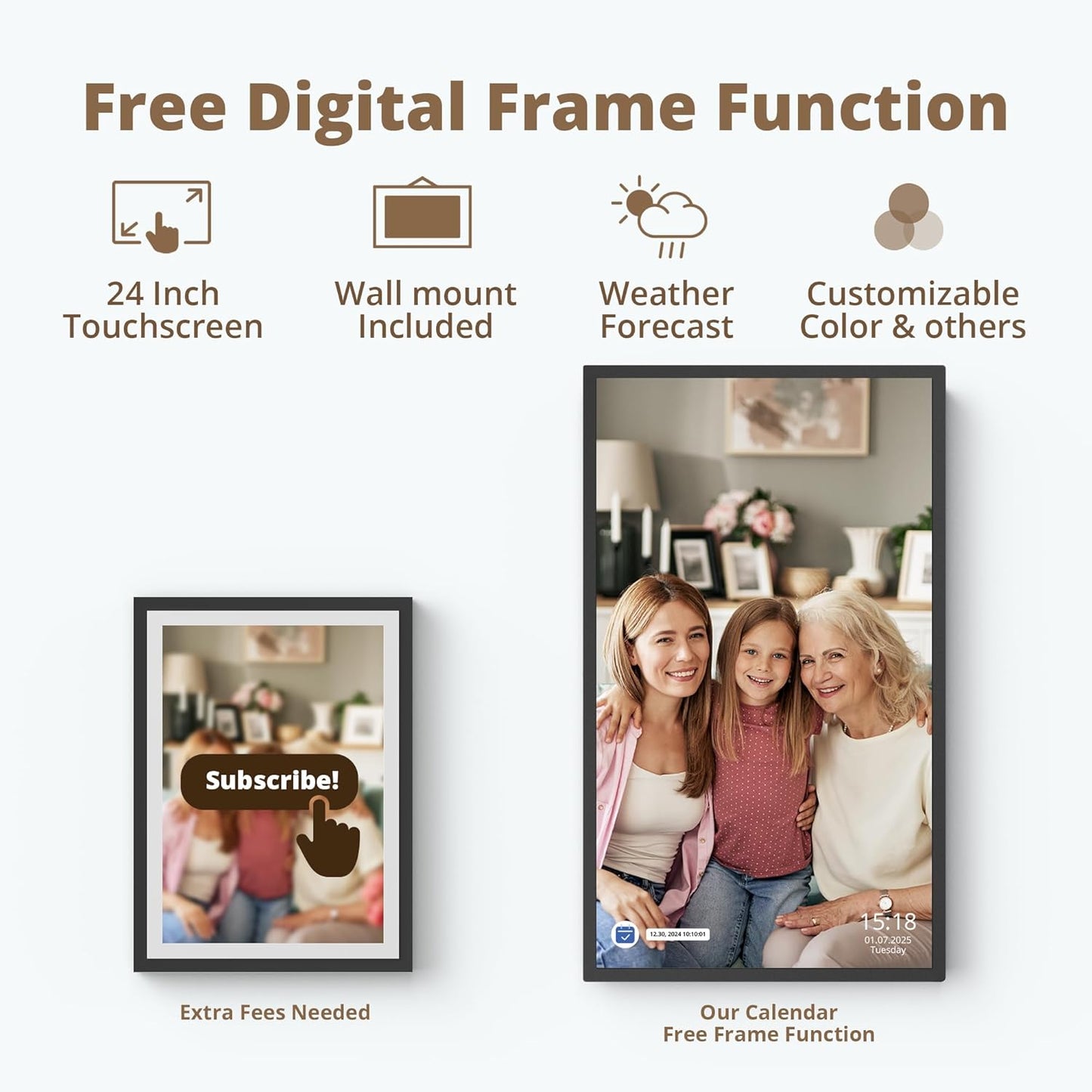 24 inch Digital Calendar Chore Chart – Interactive Touchscreen,Hearth Display Desk Digital Calendar Seamless Scheduling Black