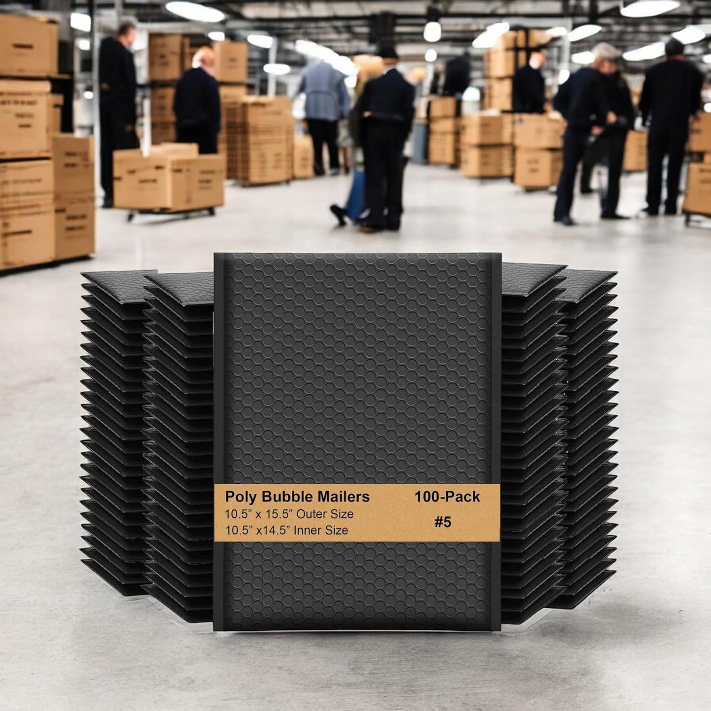 iMBAPrice 10.5x15.25 Inch Black Poly Bubble Mailers #5, 100-Pack – Large Self-Seal Padded Envelopes, Waterproof Shipping Mailers for Tablets, Electronics, Headphones & Gadgets