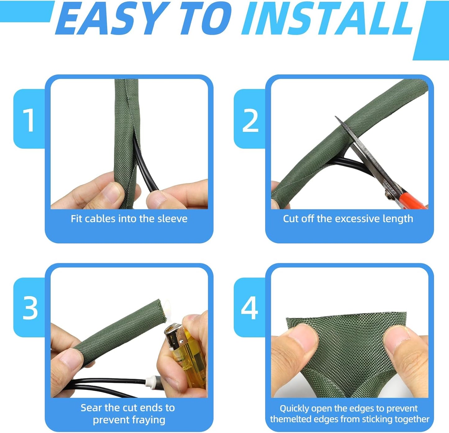 Automotive Wire Loom Tubing, Split Braided Cord Protectors from Pets No Chew, Flexible Cable Sleeve Cable Management for TV/Computer/Electric Wires (Deep Green, 1"-25ft)