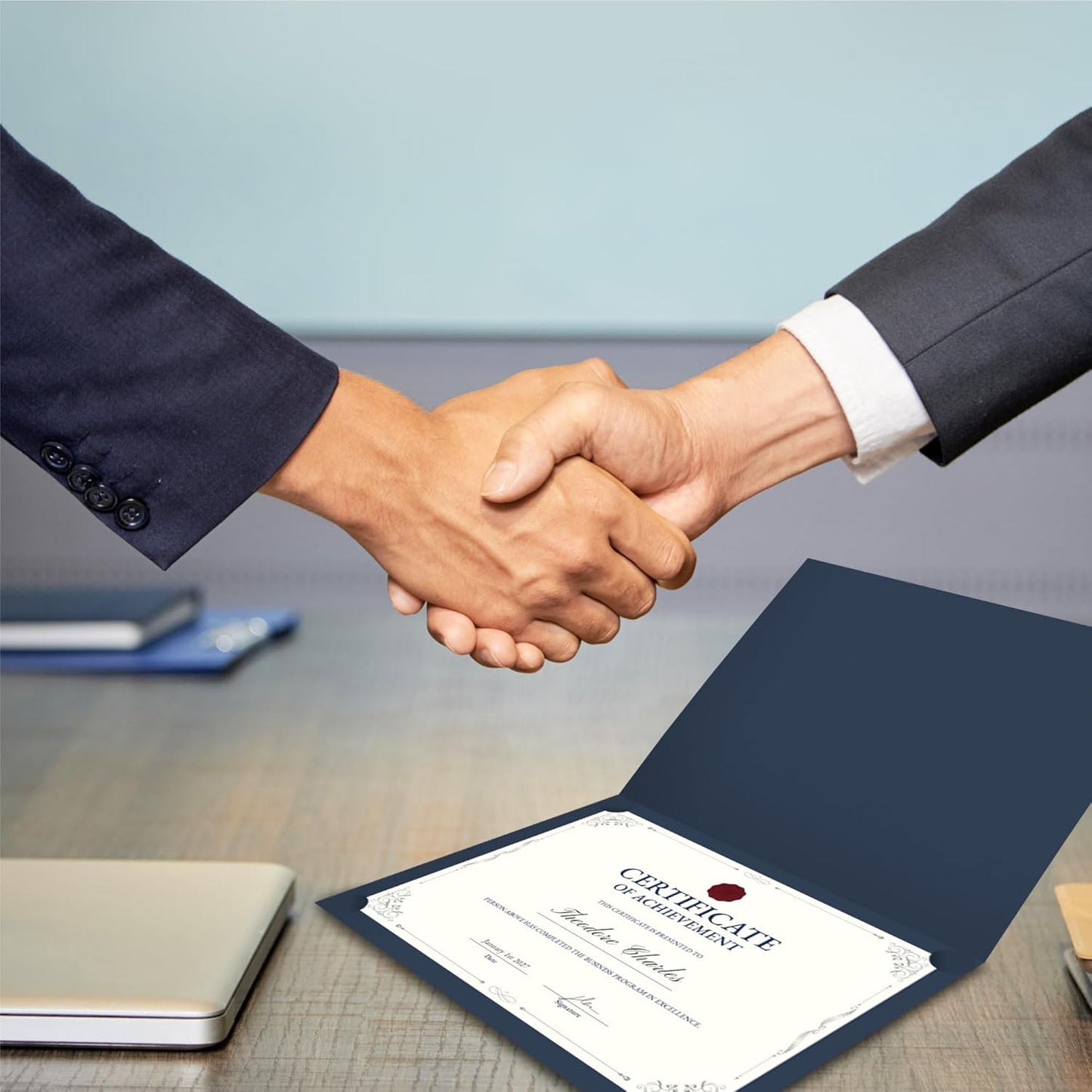 BELLE KR® Blue Certificate Holders 8.5 x 11, 50 Pcs - Diploma Cover Can be Used as Award Certificate Covers with Gold Foil Border for Letter Size 8.5" x 11" Certificates, Cardstock and Documents