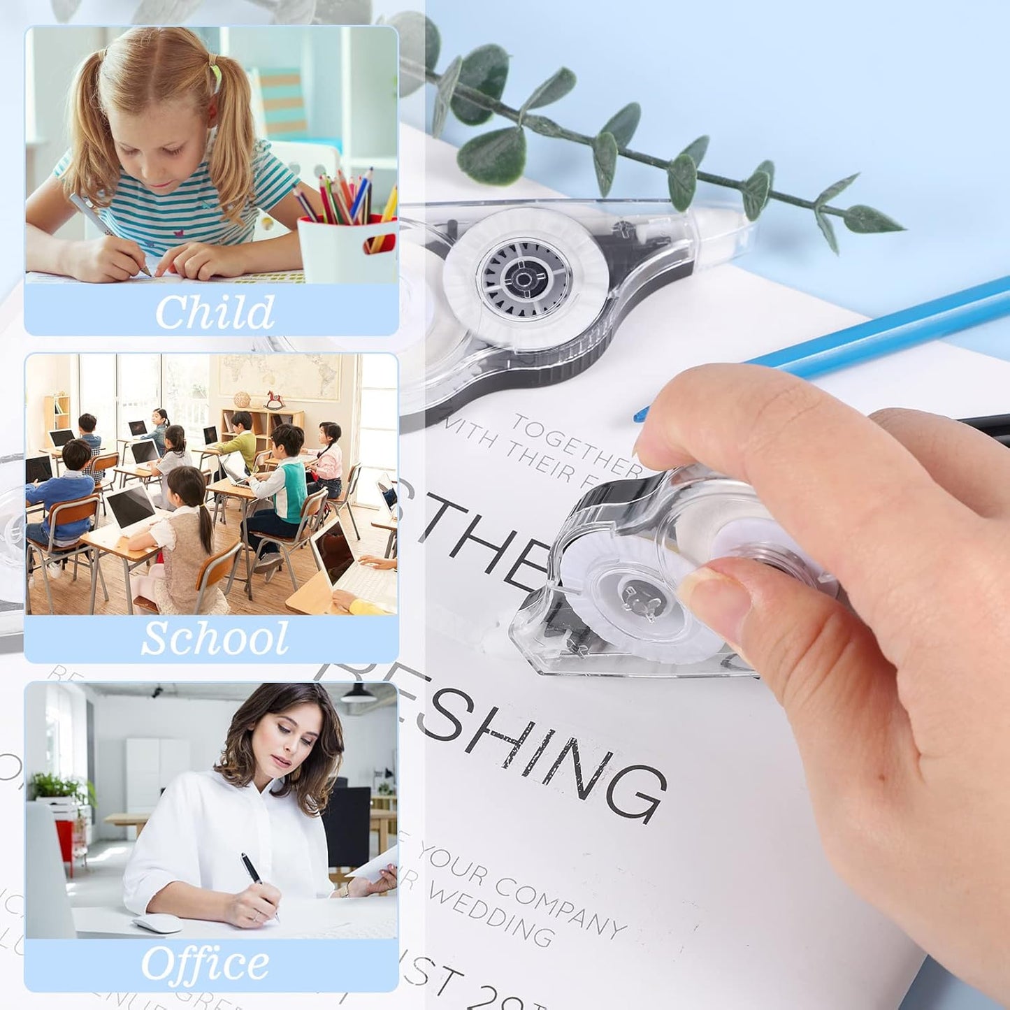 BESARME 36 Pack Correction Tapes, 39 Feet Each Correction Tape Easy To Use Applicator for Instant Corrections Roller for Students Office Supplies, 1/5 X 472 Inches