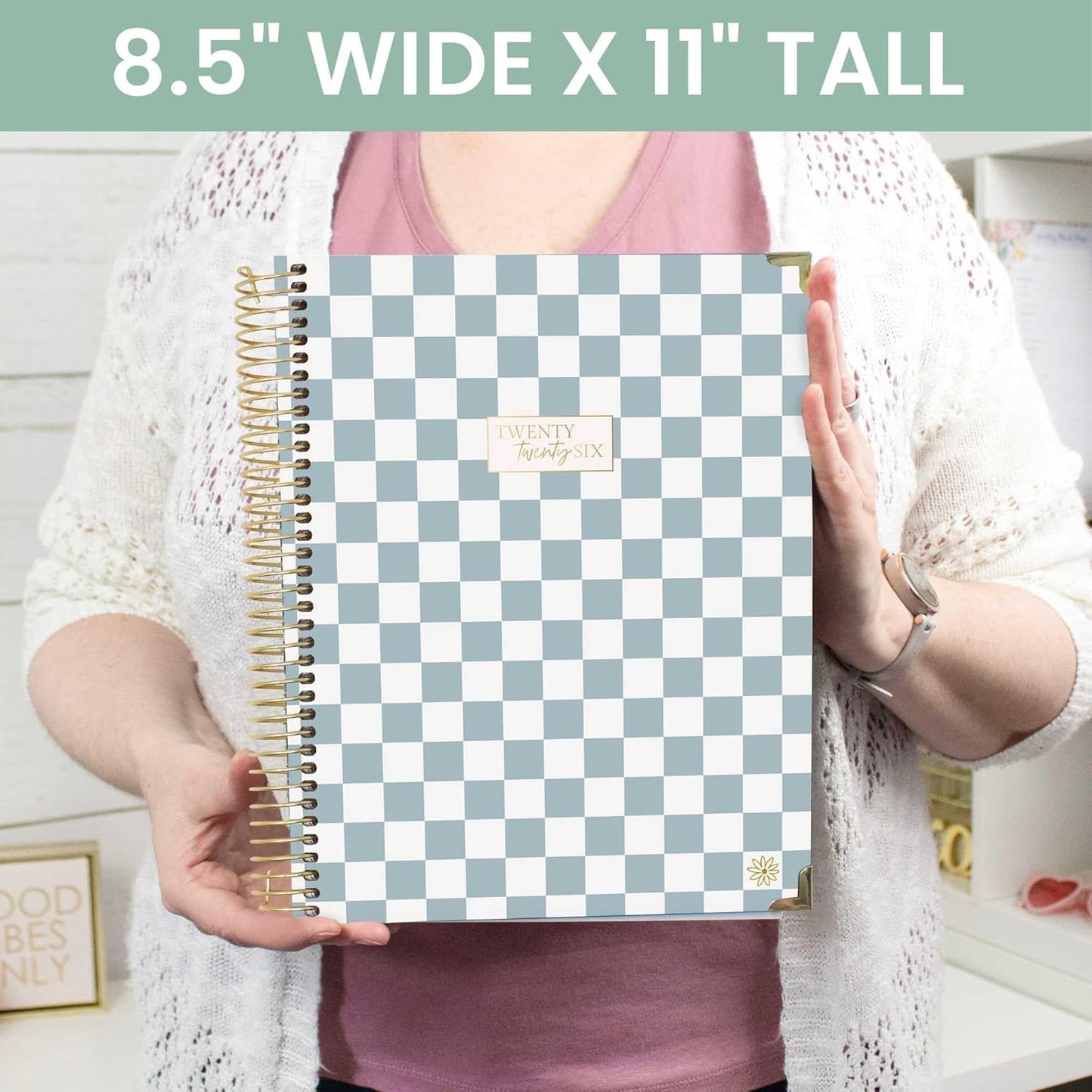 bloom daily planners HARDCOVER 2026 Planner (January to December) - 8.5” x 11” Weekly & Monthly Dated Agenda Organizer Book with Stickers & Tabs - Checkered