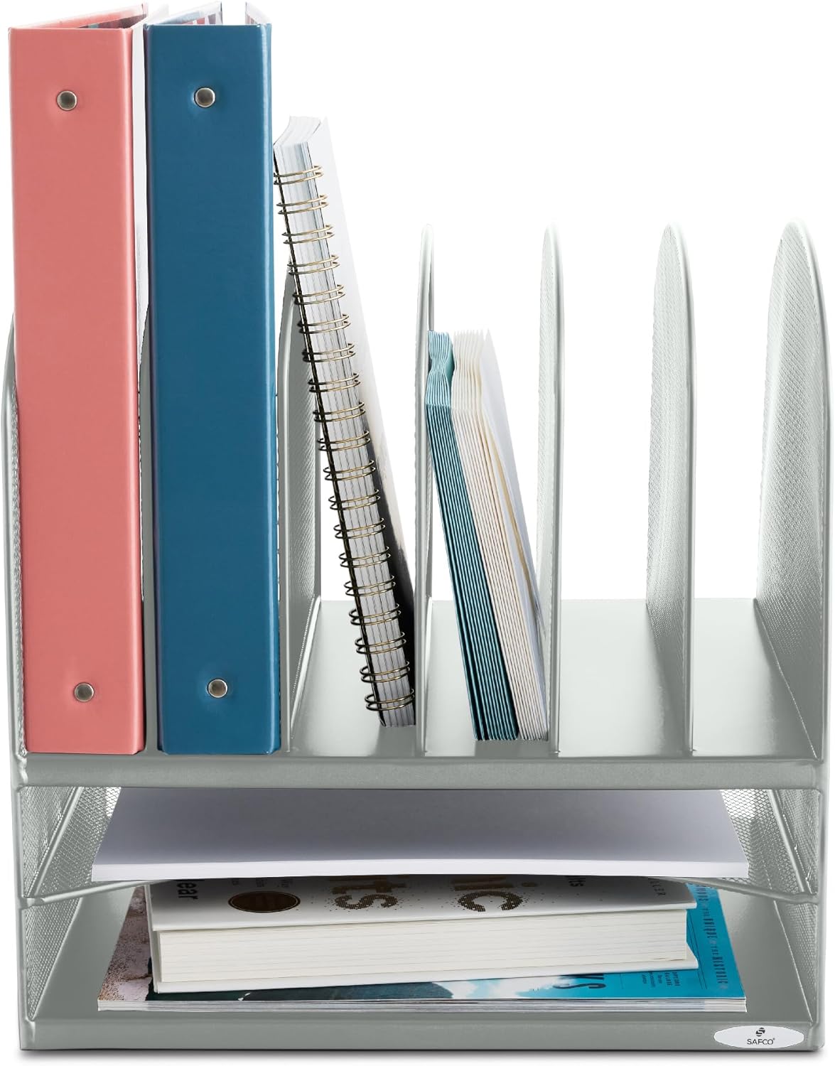 Safco Onyx Desk Organizer with 6 Vertical & 2 Horizontal Trays, File Organizer for Home, Office, Classroom & More, Steel Mesh Construction