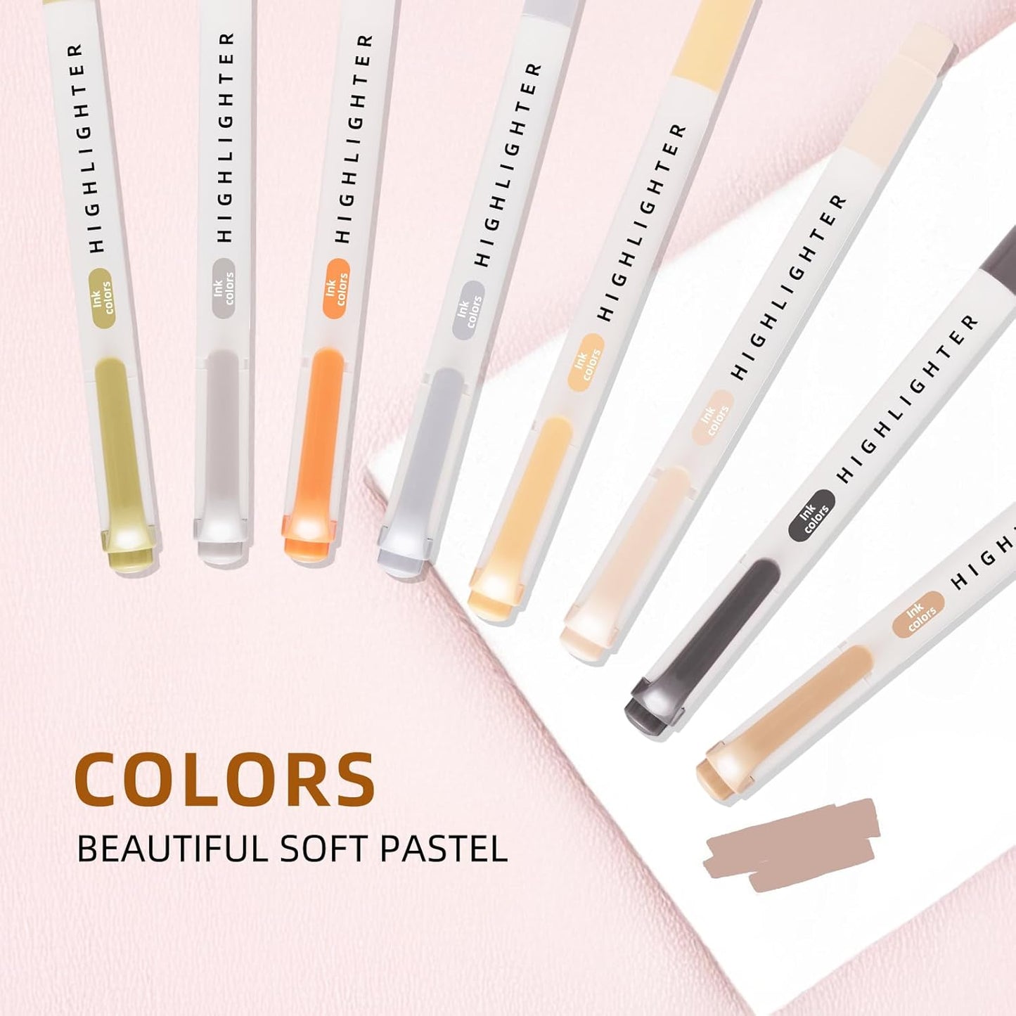 Pastel Highlighters Set, 8 Pack Highlighters Assorted Colors, Bible Highlighter No Bleed, Quick Dry Dual Tip Unique Retro Colors Highlighter Markers for Bible Journals Planners Books Notes