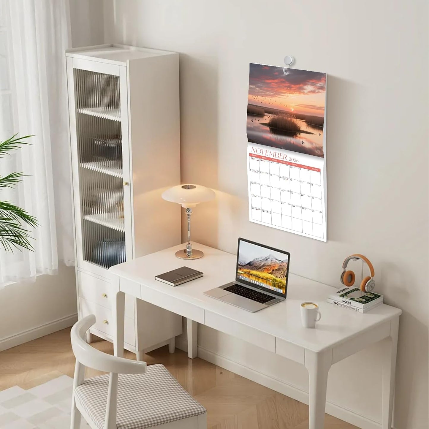 2026 Calendar, 2026 Wall Calendar, Monthly Calendars 12 Month Sunset Sunrise 12" x 24" Opened, Thick Glossy Paper for Organizing Planning, Ideal for Home Office