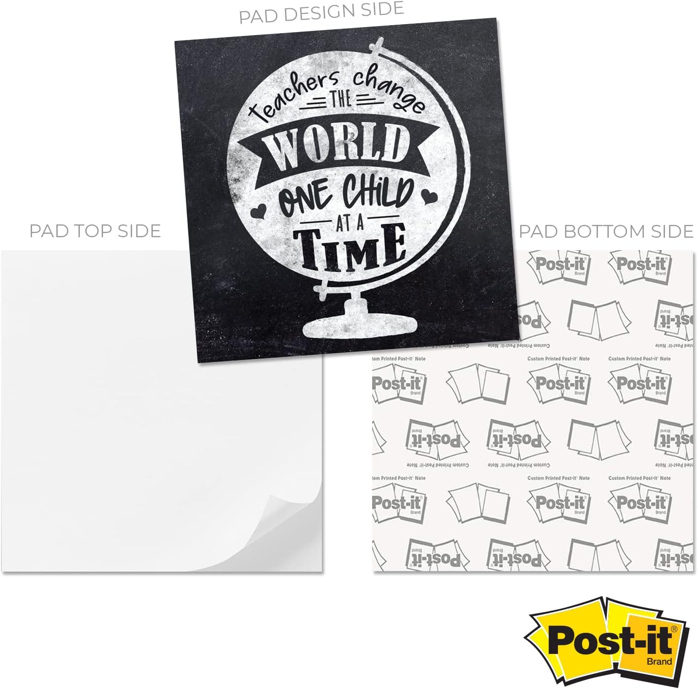 Inspirational Teacher Sticky Note Cube / 600 Sheets / 2.75" Memo Block Printed on 4 Sides/Educator Empowering Messages/Made in USA