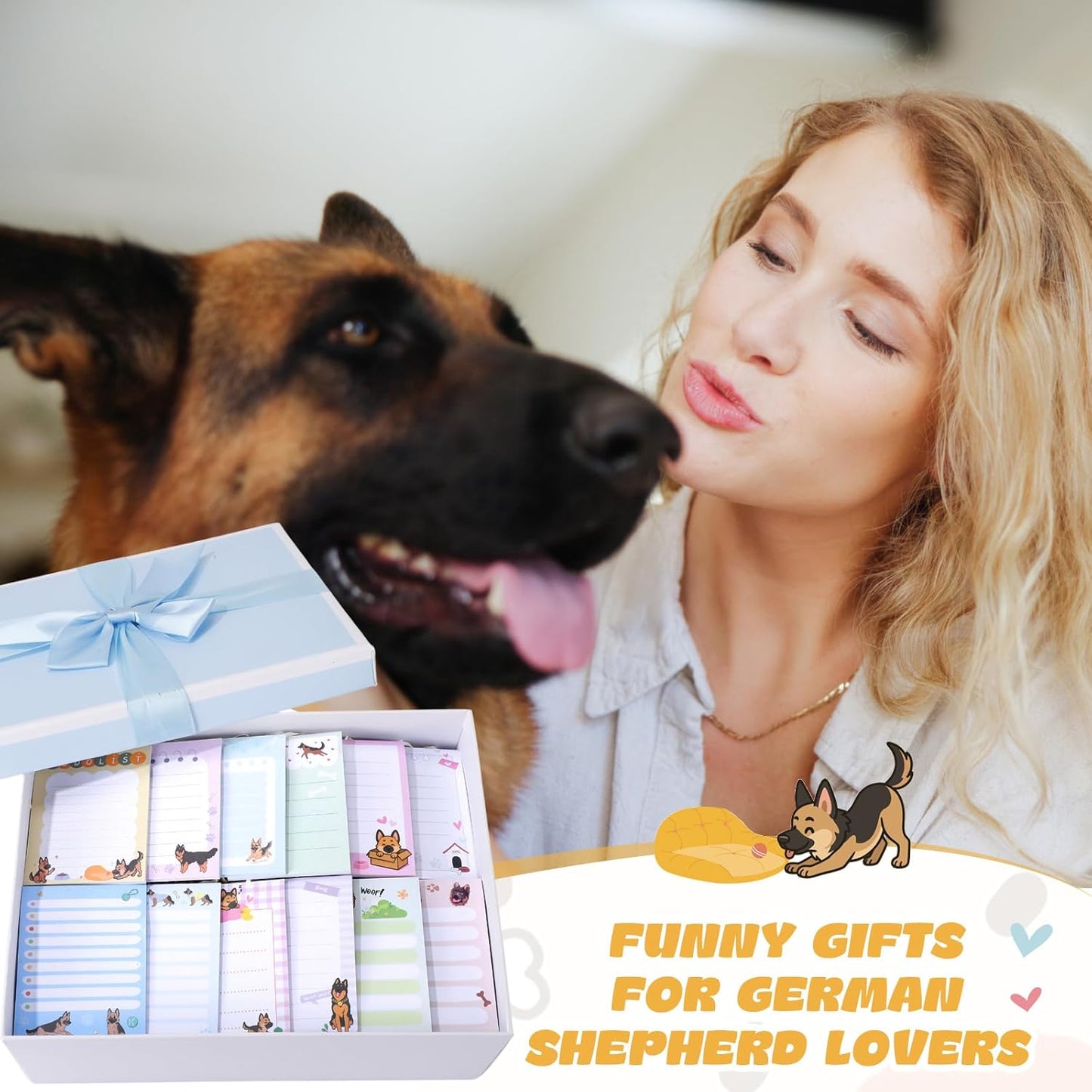 12 Pcs German Shepherd Sticky Notes 3x4 Inches Dog Notepad to Do List Kawaii Dog Lover Gifts for Women Office Supplies Sticky Notes Home Christmas Office Decor