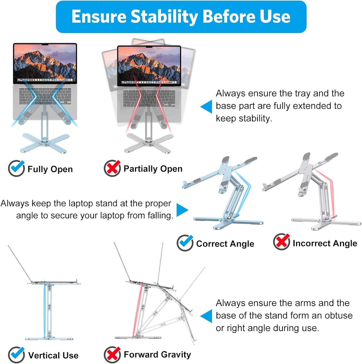 OMOTON 360 Rotating Laptop Stand Riser for Desk, Ergonomic Foldable Computer Stand Adjustable Height Angles for Collaborative Work, Easy Storage Fit Macbooks,All Laptops up to 16 inches,Sky Blue