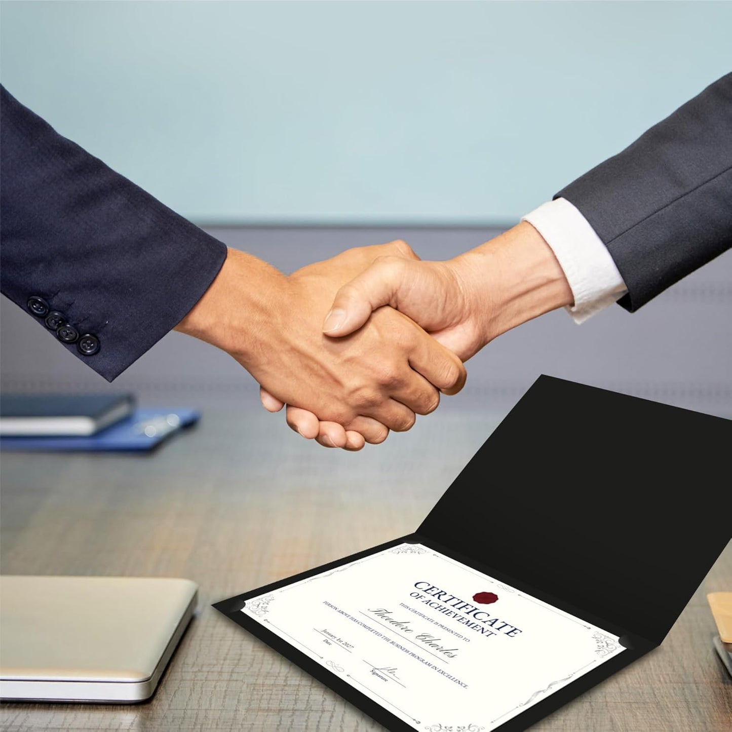 BELLE KR® Black Certificate Holders 8.5 x 11, 30 Pcs - Used as Award Certificate Folders with Gold Foil Border for Letter Size 8.5" x 11" Certificates, Awards, Documents and Diplomas