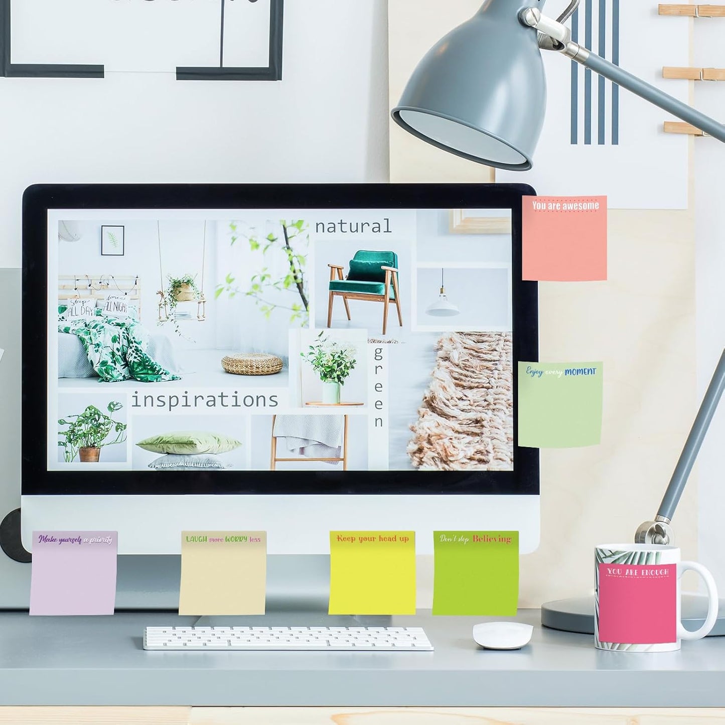 Zonon 12 Pieces Inspirational Sticky Notes 3 x 3 Inch Motivational Fun Notepads Positive Gifts for Teacher Nurse Coworkers Work Studying Supplies(Macaron Style)