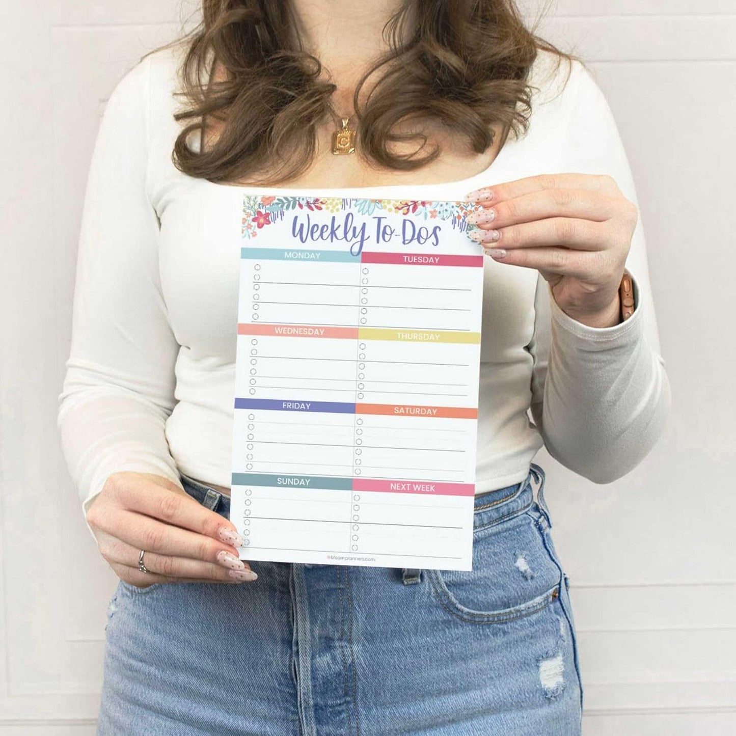 bloom daily planners Undated Weekly Tear-Off To Do List Planning Pad with Magnets - Hanging Notepad Organizer for Fridge - 6” x 9” - Floral Dots