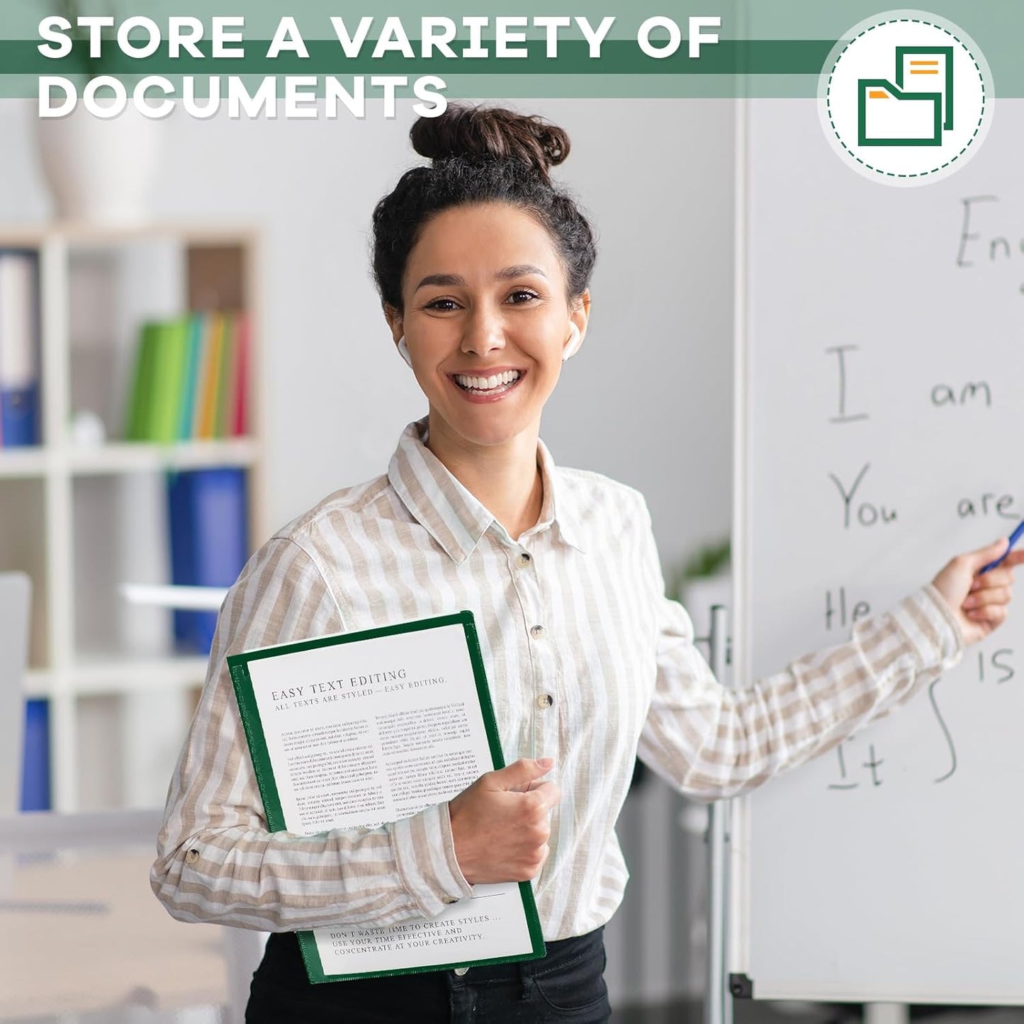 Henoyso 24 Pcs Folders with Pocket School to Home Folder Heavy Duty 2 Pocket Homework Folders with Clear Front Pockets for School Students Parent Teacher Communication (Dark Green)