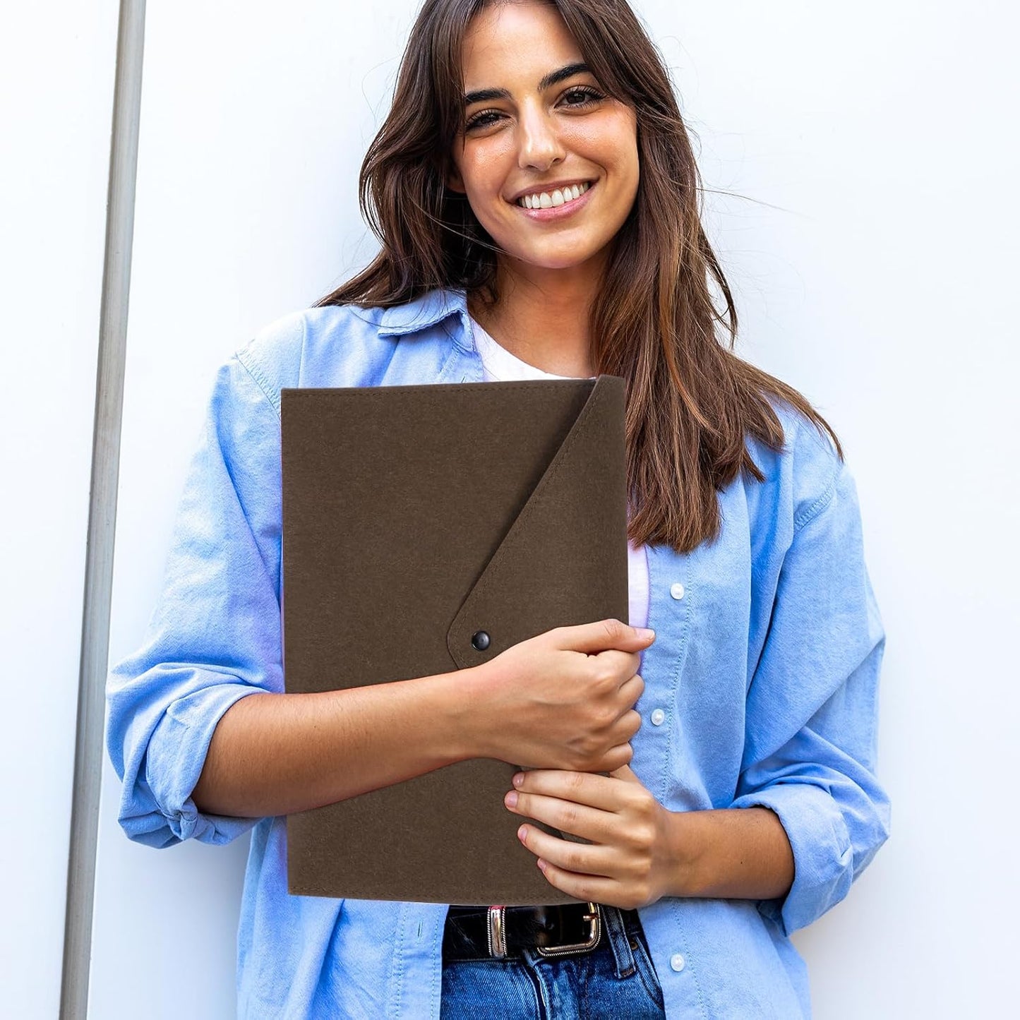 uxcell 2 Pcs Felt File Folders, A4 Envelope Folder File Document Storage Bag Portable File Folder Organizer Case with Button Closure for Office Business(Red/Yellow)