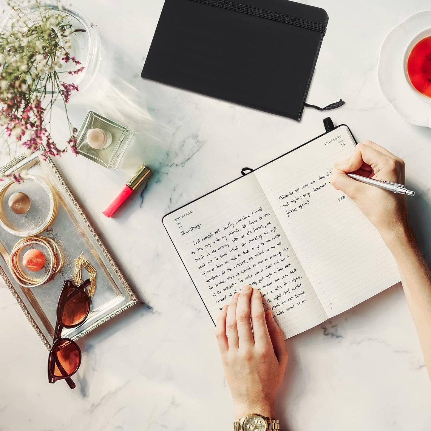 Laumoi 40 Pieces Small Notebooks A6 Pocket Journals 3.5 x 5.5 Inch Small Leather Notebook Mini Ruled Lined Journal with Elastic Band Pen Holder Page Marker Ribbons (Black)