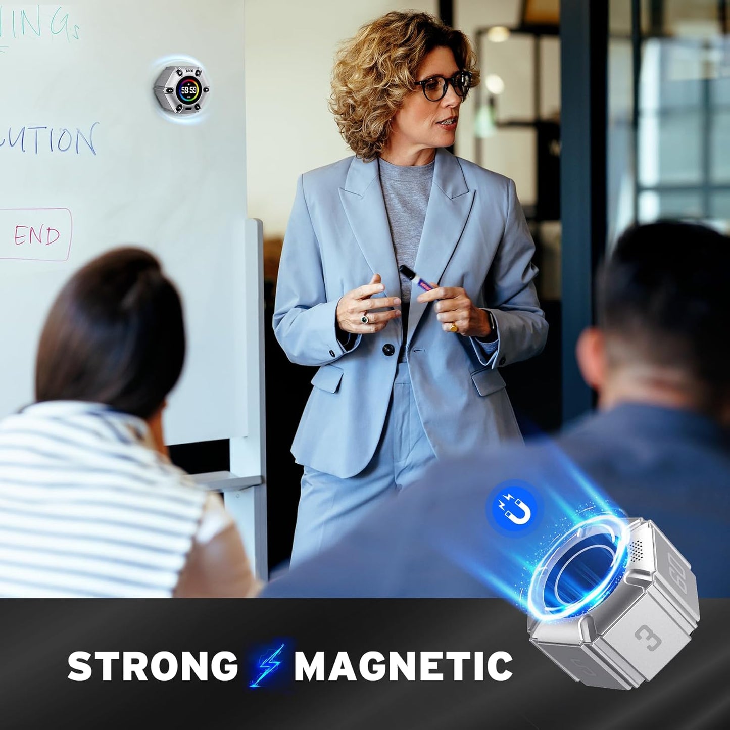 Jack Pomodoro Timer - Productivity Cube & Visual Focus Timer, Mute & Vibration & Adjustable Sound Alert, for Office, ADHD, Study & Work, 3/5/10/25/30/60min & Custom Countdown - Silver