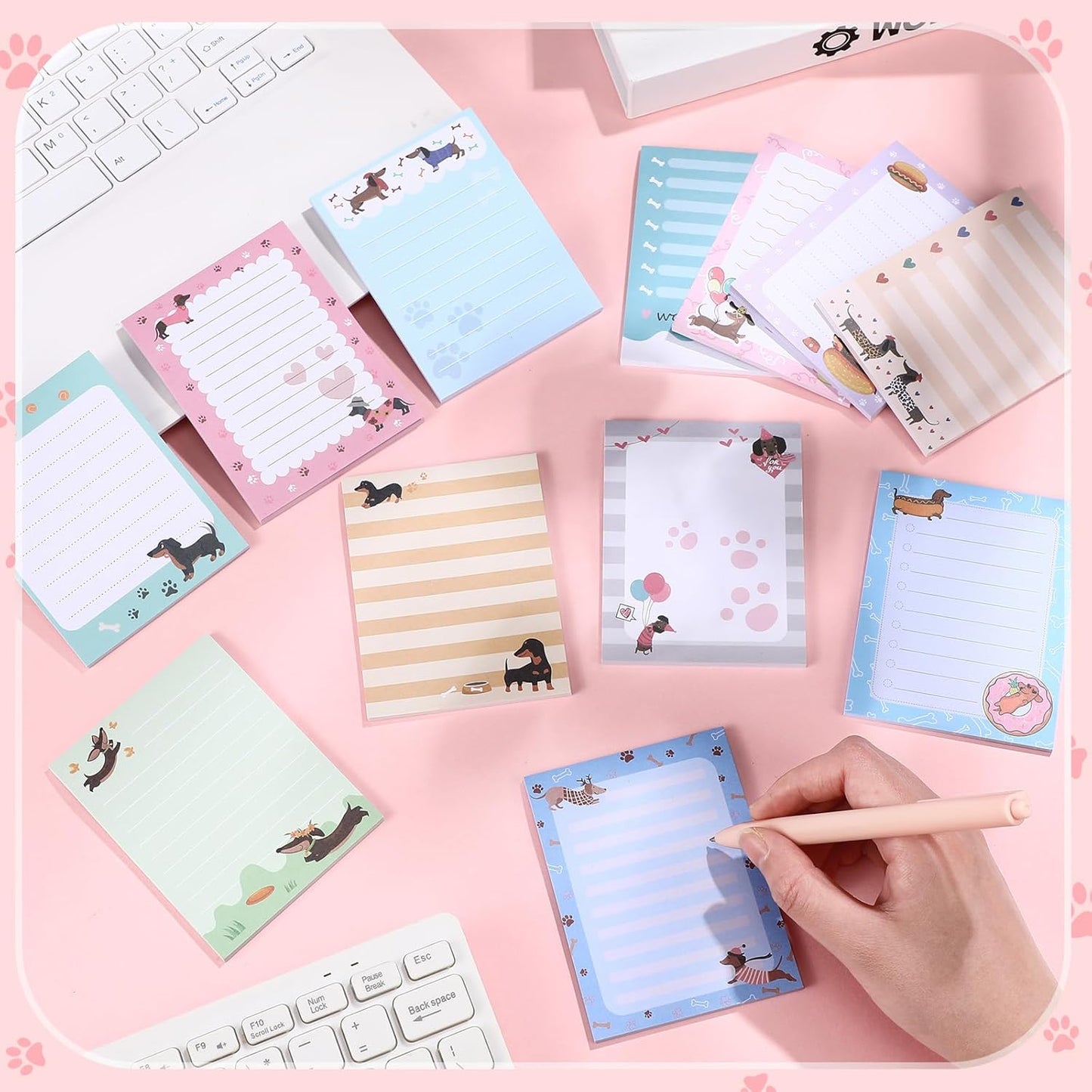 12 Pieces Dachshund Sticky Notes Dachshund Gifts 3x4 Inch Cute Cartoon Dog Self Stick Notepads Puppy Lover Gifts Dog to Do List Cute Memo Pads for Home Office Supplies