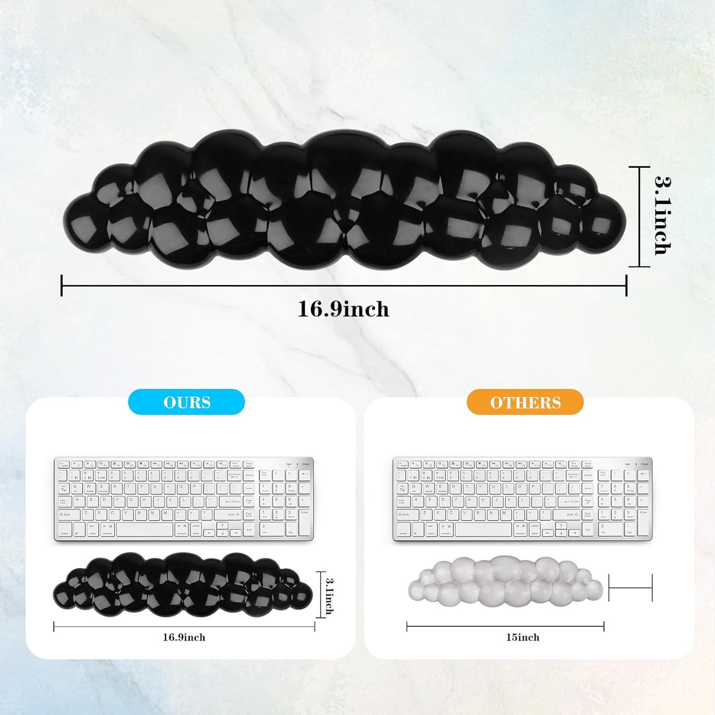 Gel Cloud Keyboard Wrist Rest, Cute Wrist Support and Arm Support Keyboard Rest for Keyboard Typing Pain Relief,Suitable for Office/Computer/Laptop/Gaming(Keyboard Wrist Rest Black )