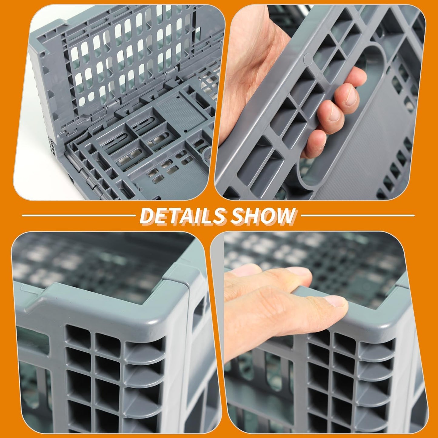 Generic Collapsible Storage Crate, 52 Liter Heavy Duty Plastic Storage Box, Milk Crates Heavy Duty Transit Storage, Gray (2)