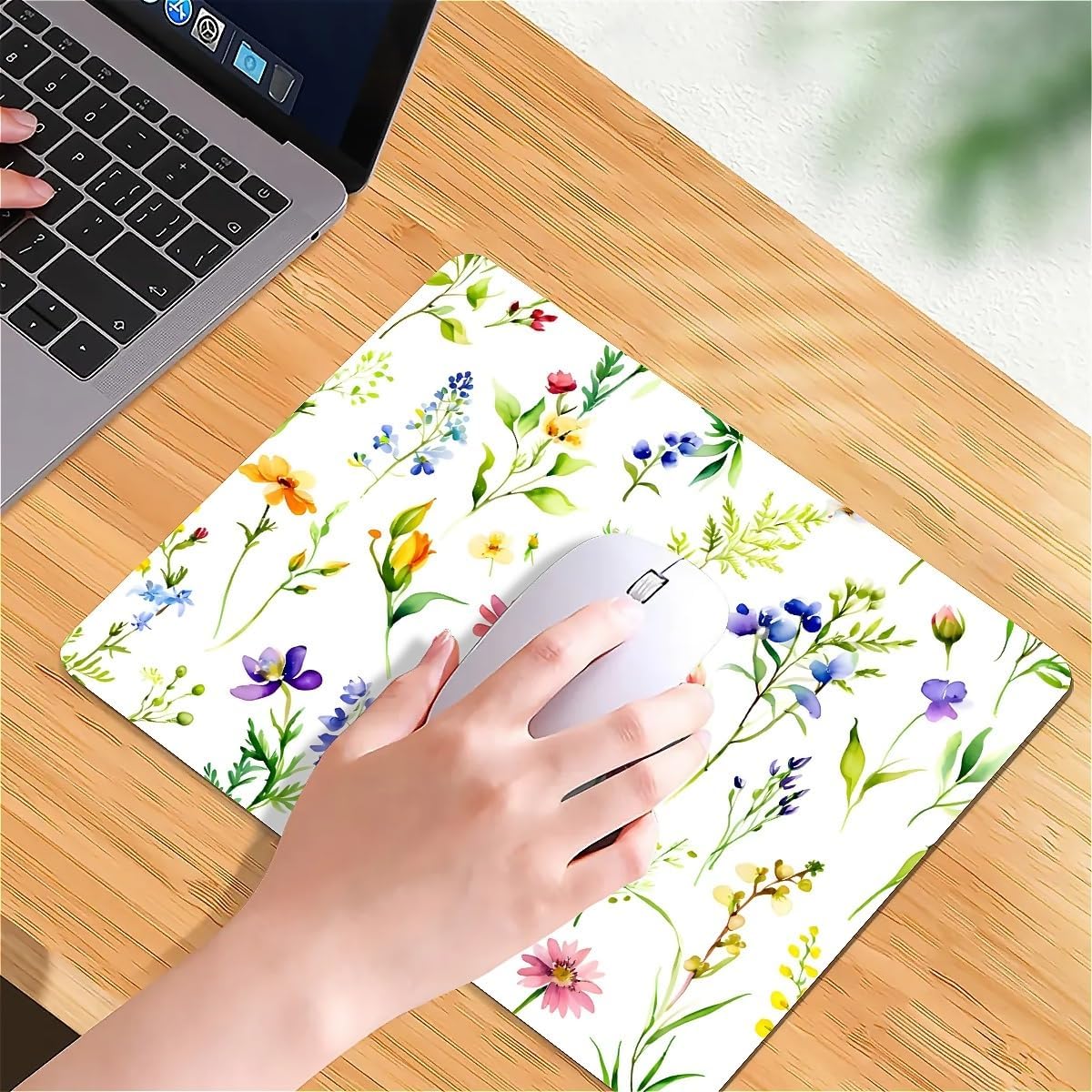 Square Mouse Pad Beautiful Flowers Plants 2, Personalized Premium-Textured Custom Mouse Mat Design, Washable Mousepad Cloth, Non-Slip Rubber Base Computer Mouse Pads for Wireless Mouse
