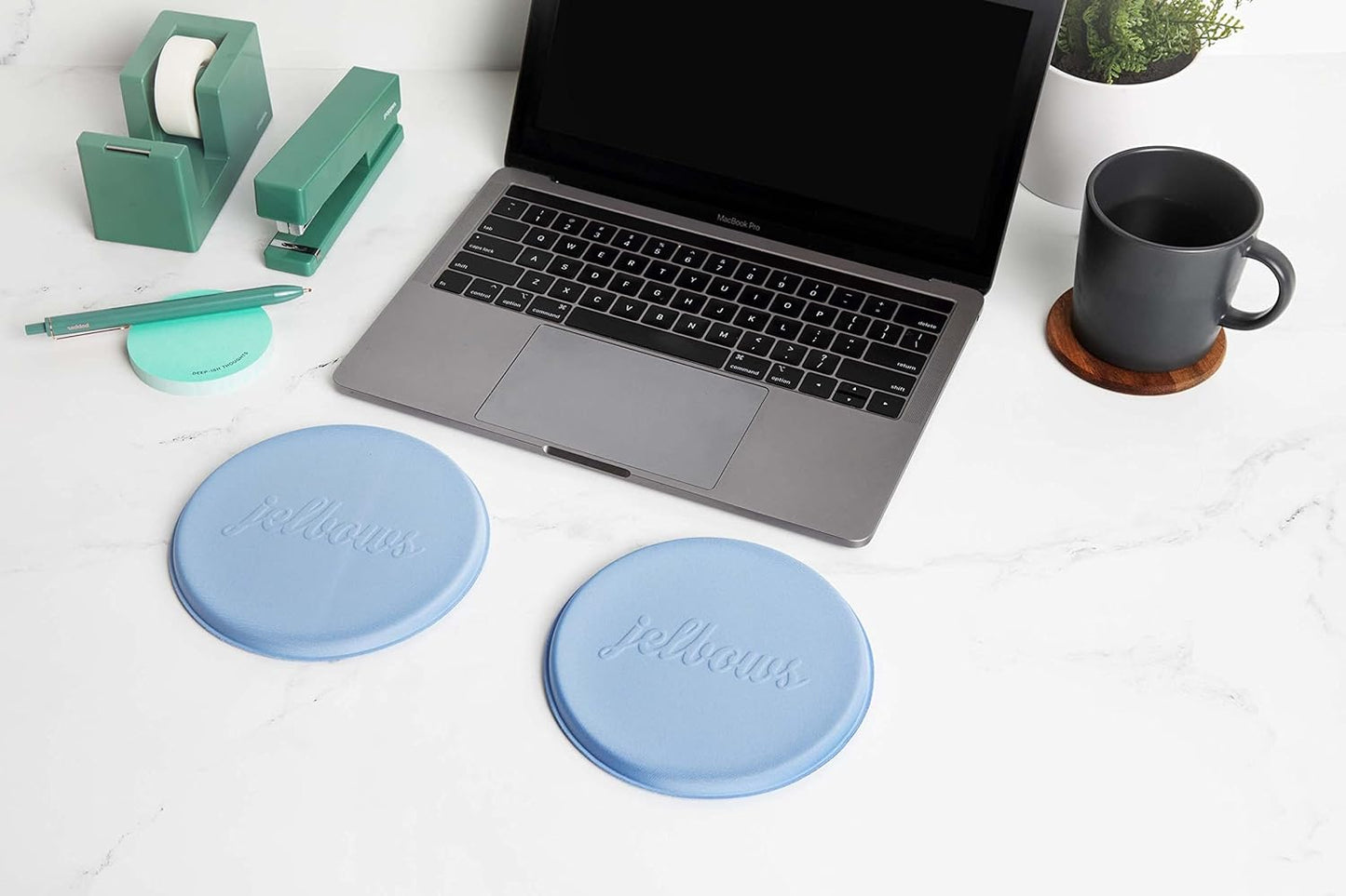 Jelbows Ergonomic Fabric Wrist Rest Set for Arms & Elbows, Comfort for Office & Gaming, Wrist and Typing Pain Relief, Support for Easy Typing, Durable, Lightweight & Comfortable (Big Blue, 2 Pack)