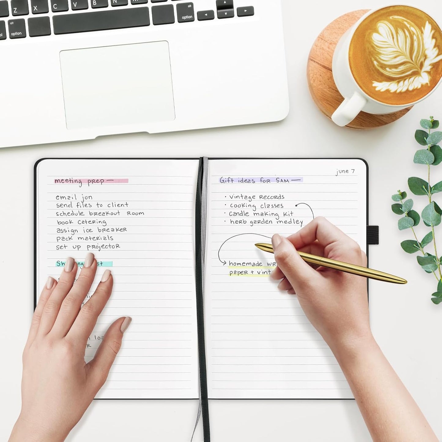 &And Per Se Lined Journal and Pen Set, A5 Leather Journal Stationery Set, 160 Pages 100GSM Thick Paper, Notebook Gift Set (Black)