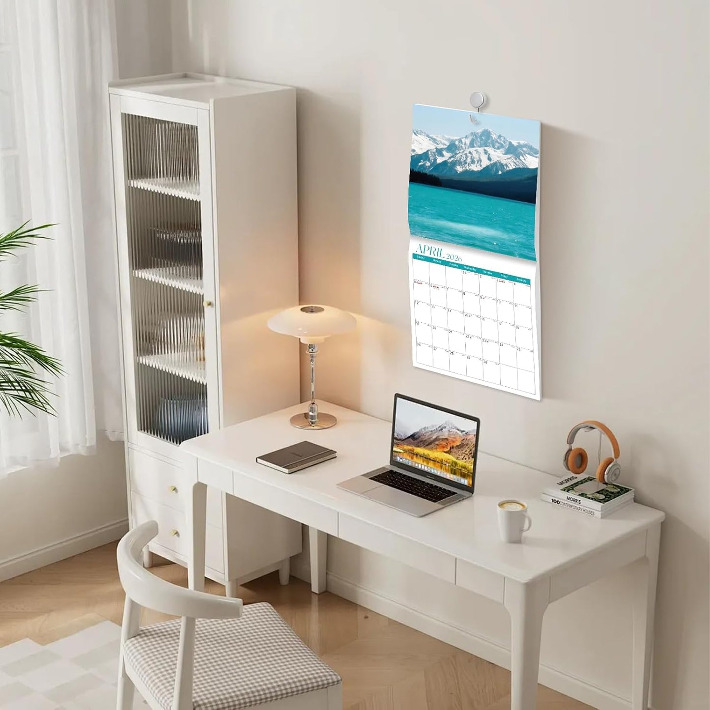 2026 Calendar, 2026 Wall Calendar, Monthly Calendars 12 Month Mountain Lake 12" x 24" Opened, Thick Glossy Paper for Organizing Planning, Ideal for Home Office