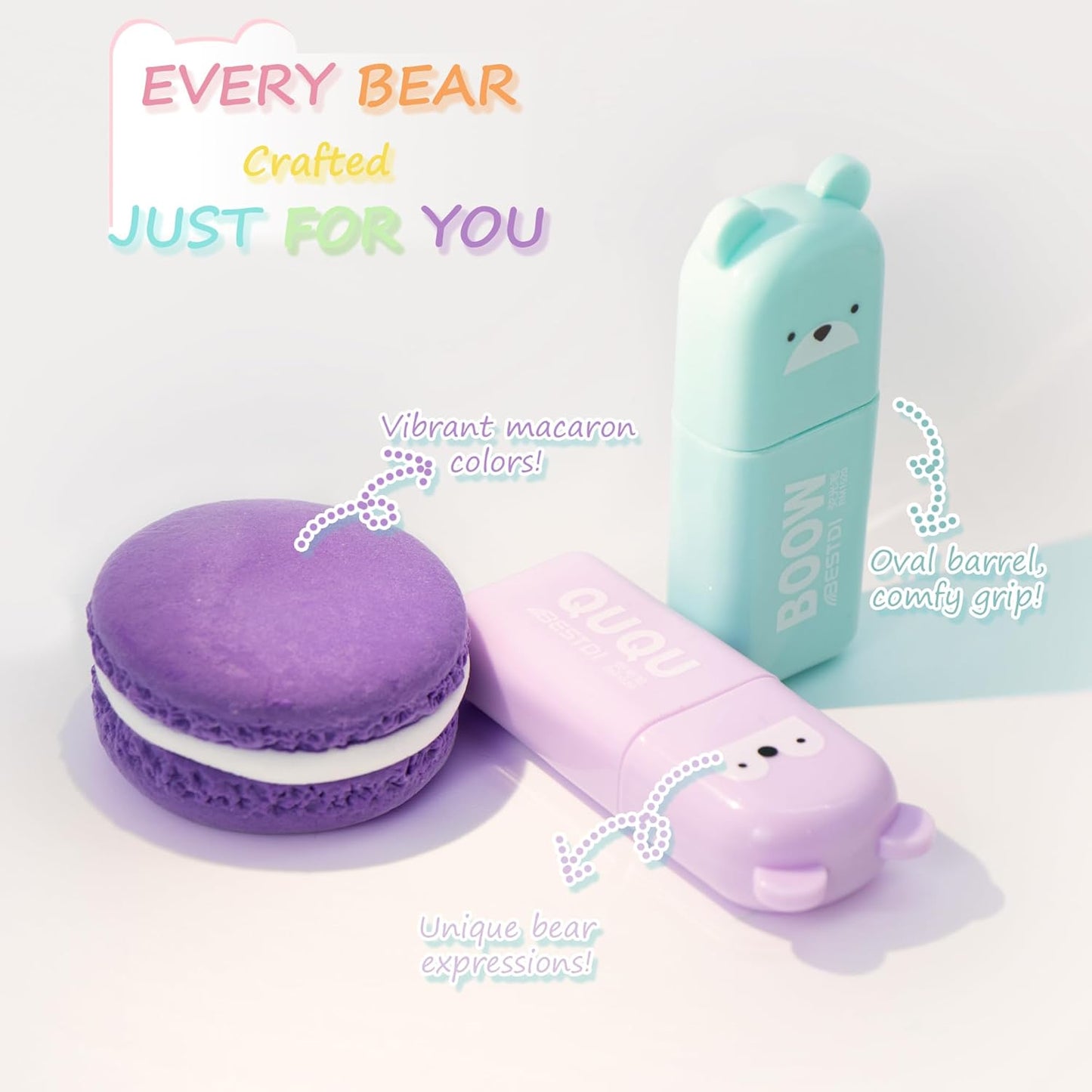 12 Pcs Bear Shape Cute Mini Highlighters Pen Pastel Color, Highlighters Assorted Colors Chisel Tip Kawaii Gift Highlighter Marker