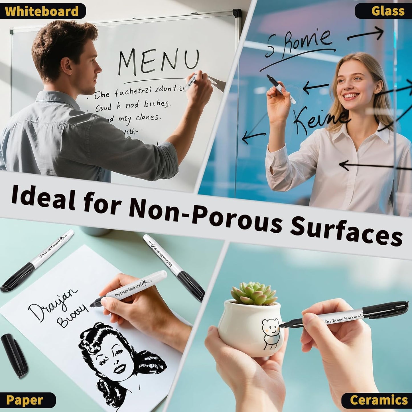 Duchong Dry Erase Markers, 30 Packs Black Fine Tip Whiteboard Markers for Kids Teachers, Dry Erase Pens Bulk for Classroom Home, Back to School Supplies