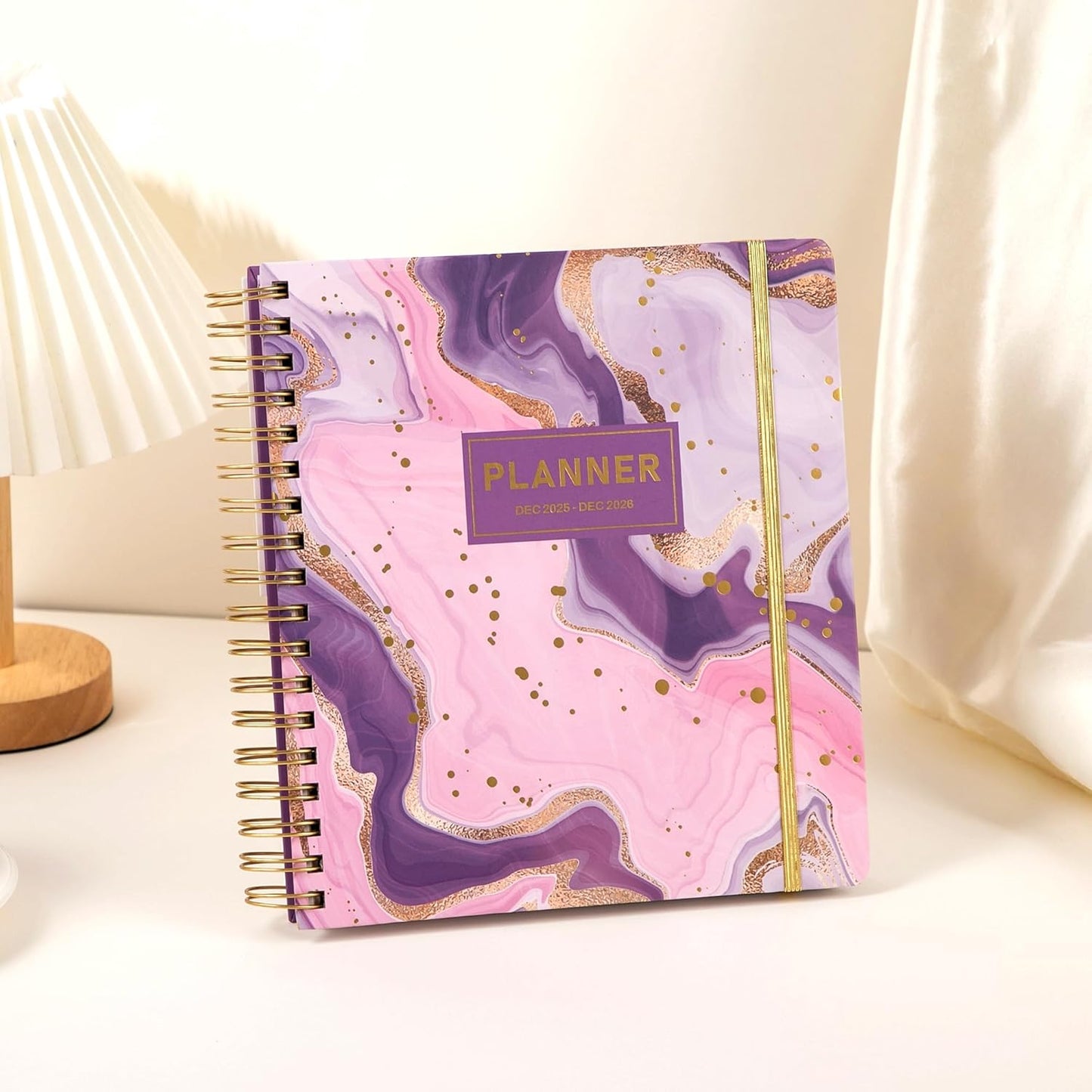 CAGIE 2026 Planner Weekly and Monthly- Dec 2025-Dec 2026 with Month Tabs, Hardcover Planners with Stickers Spiral Bound Planners for Women Yearly Agenda, Pink Marble