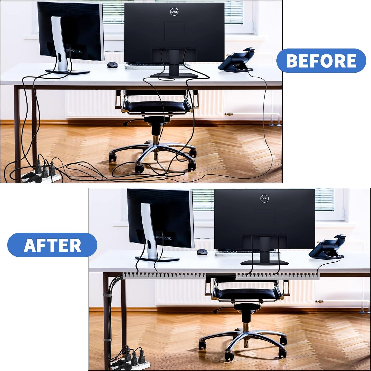 Cable Duct Management Raceway Kit, 31.4" (2 x 15.7) Server Rack Management, Hide Network HDMI VGA Cables, Open Slot Track Desk Wire Channel, White 2 Pack