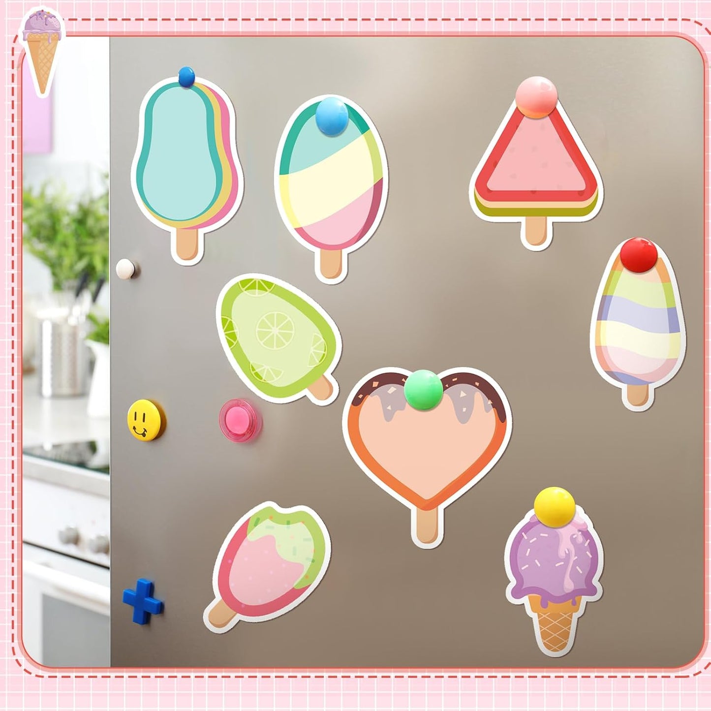 Yinder 24 Pads Cute Sticky Notes Fun Kawaii Animal Sticky Notes Pads Bulk Cartoon Memo Self Adhesive Gift for Christmas Veterinary Office School Tab Party Supplies(Ice Cream)