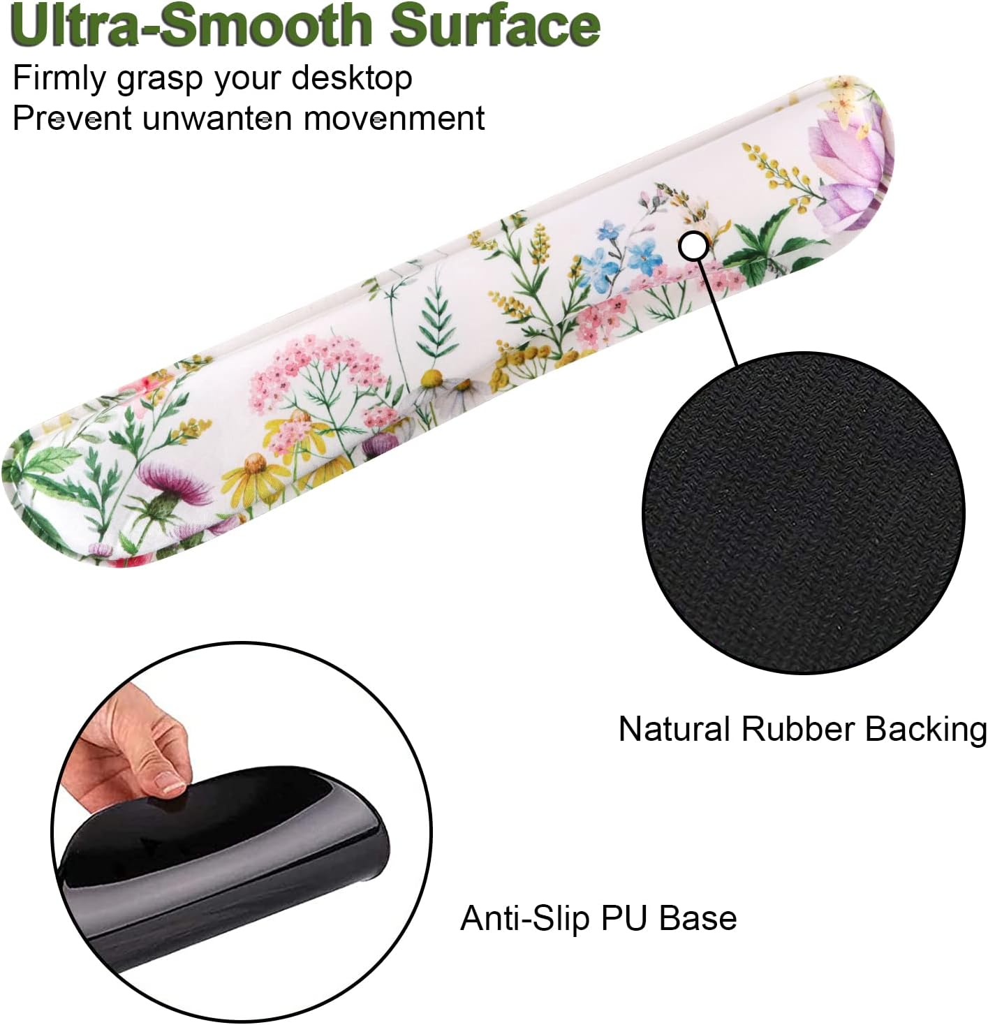 iLeadon Mouse Pad with Wrist Support Keyboard Wrist Rest Set, Ergonomic Mouse Pad with Non-Slip Base for Computer Laptop Home Office + Coasters, Easy Typing & Pain Relief Mouse Mat, Wild Flowers
