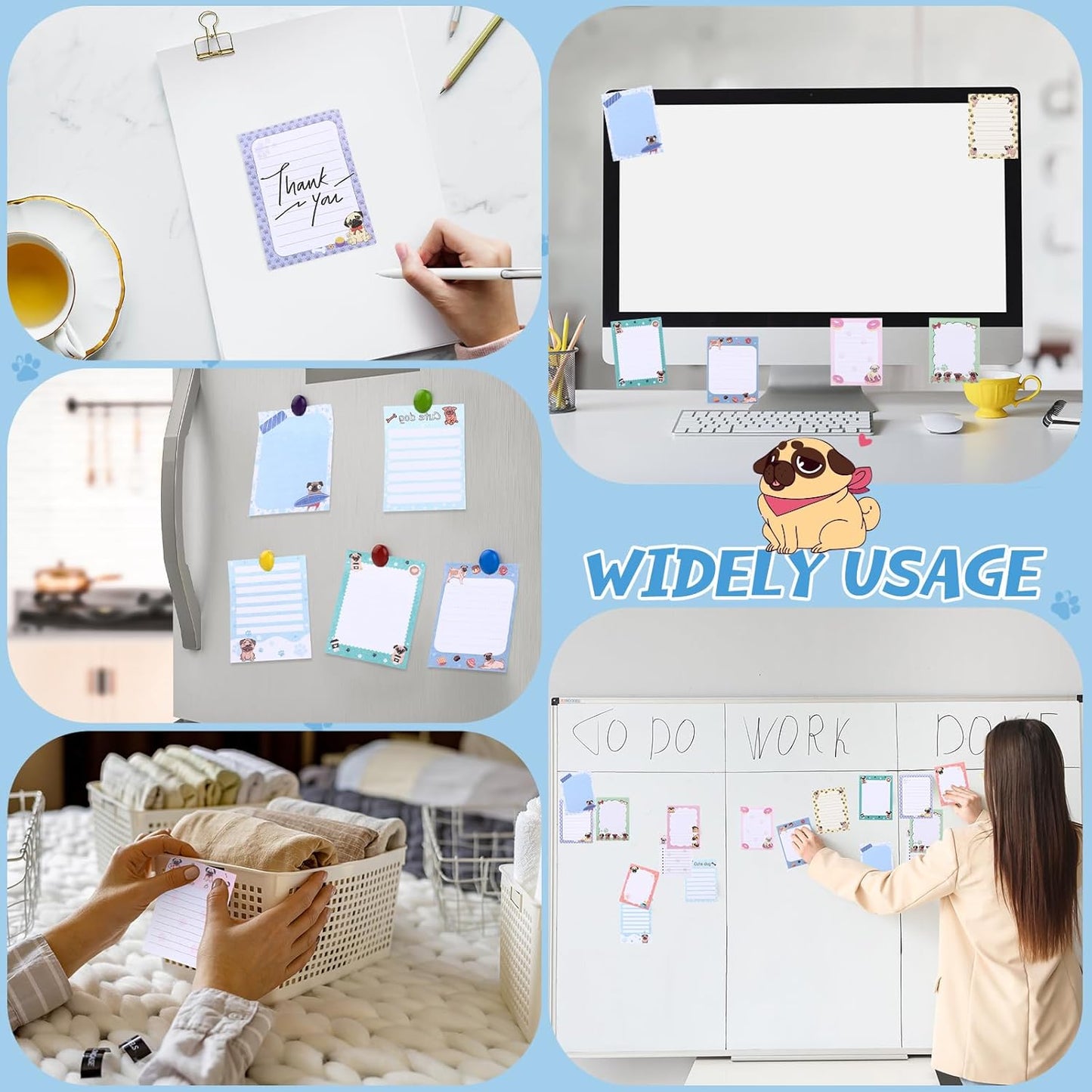 12 Pieces Pug Puppies Sticky to Do List Dog Sticky Notes Puppy Lover Gifts 3 x 4 Inch Adhesive Notepad for Memo Reminder Journal Studying Home Gift Office Decor Accessories