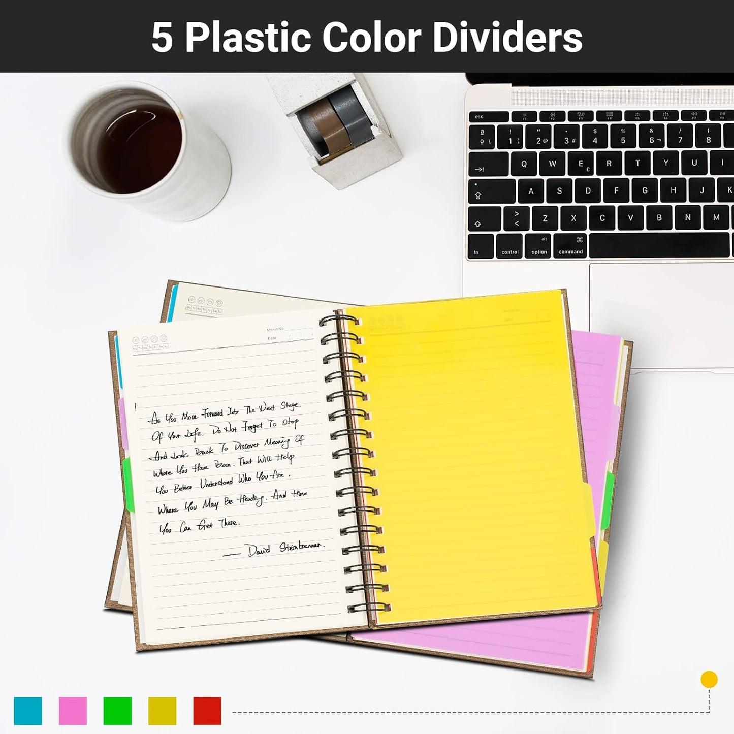 EUSOAR 5 Subject Notebook Hardcover, 3pcs A5 5.5"x8.3" College Ruled Spiral Writing Pad, Thick 100GSM 120Sheets/ 240Pages of Lined Paper, for Journals, Students, Office and Business, Kraft