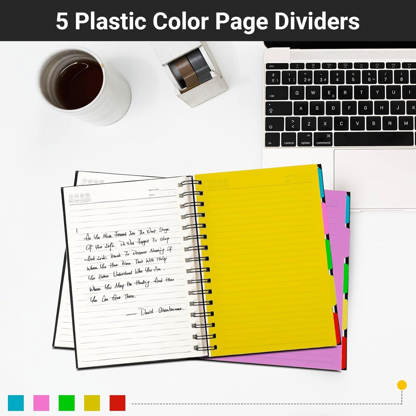 EUSOAR 5 Subject Notebook College Ruled, 1 Pack A4 11" x 8-1/2", 100GSM Line Paper,120 Sheets/ 240 Pages, Thick Hardcover Large Journal Notebooks with Dividers for School Office Note Taking Travel