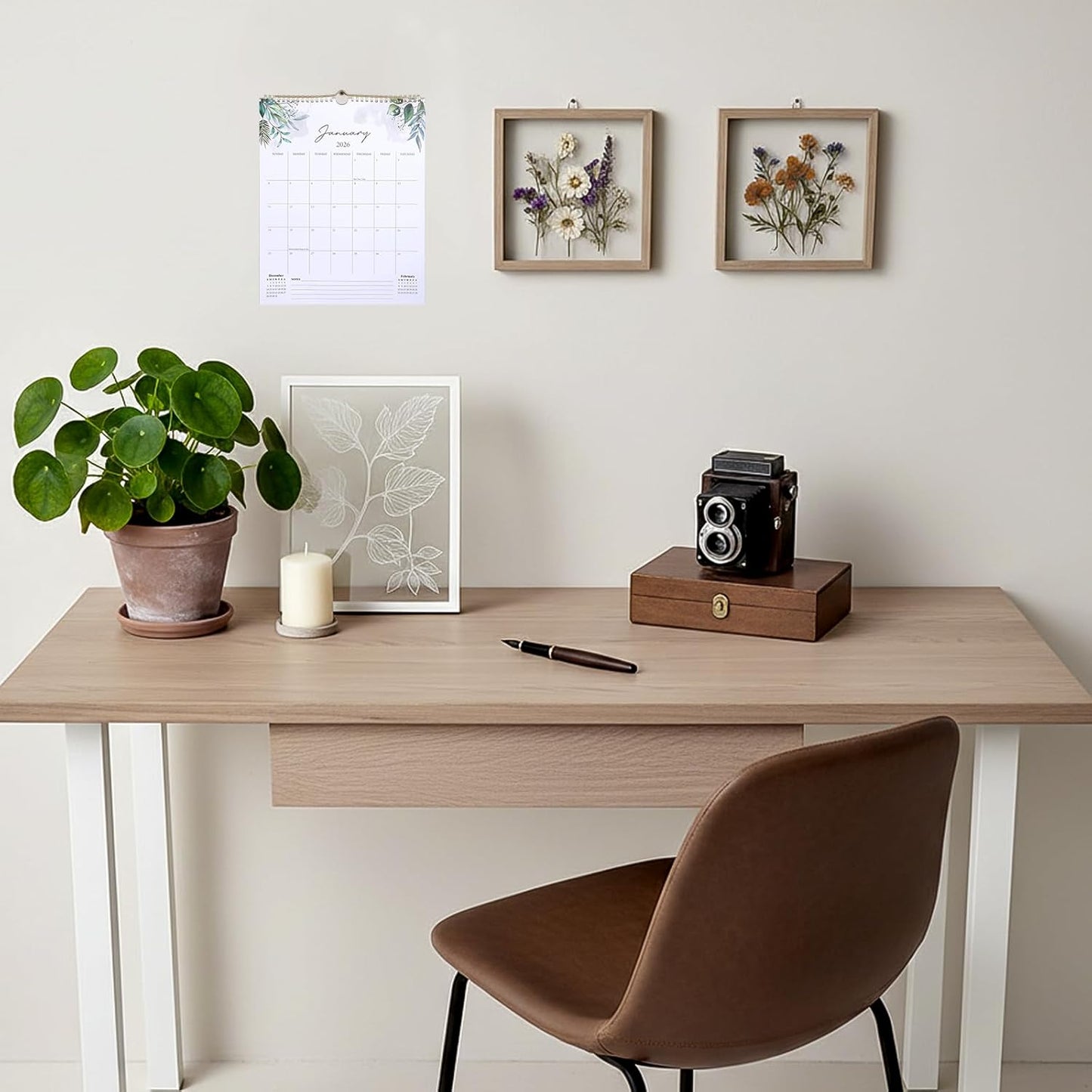 Aesthetic Large Wall Calendar 2026, January 2026 to December 2026 Twin-Wire Binding Monthly Calendar 14" x 11" Thick Paper Easy Planning Notepad Calendars for School Home Office Supplies