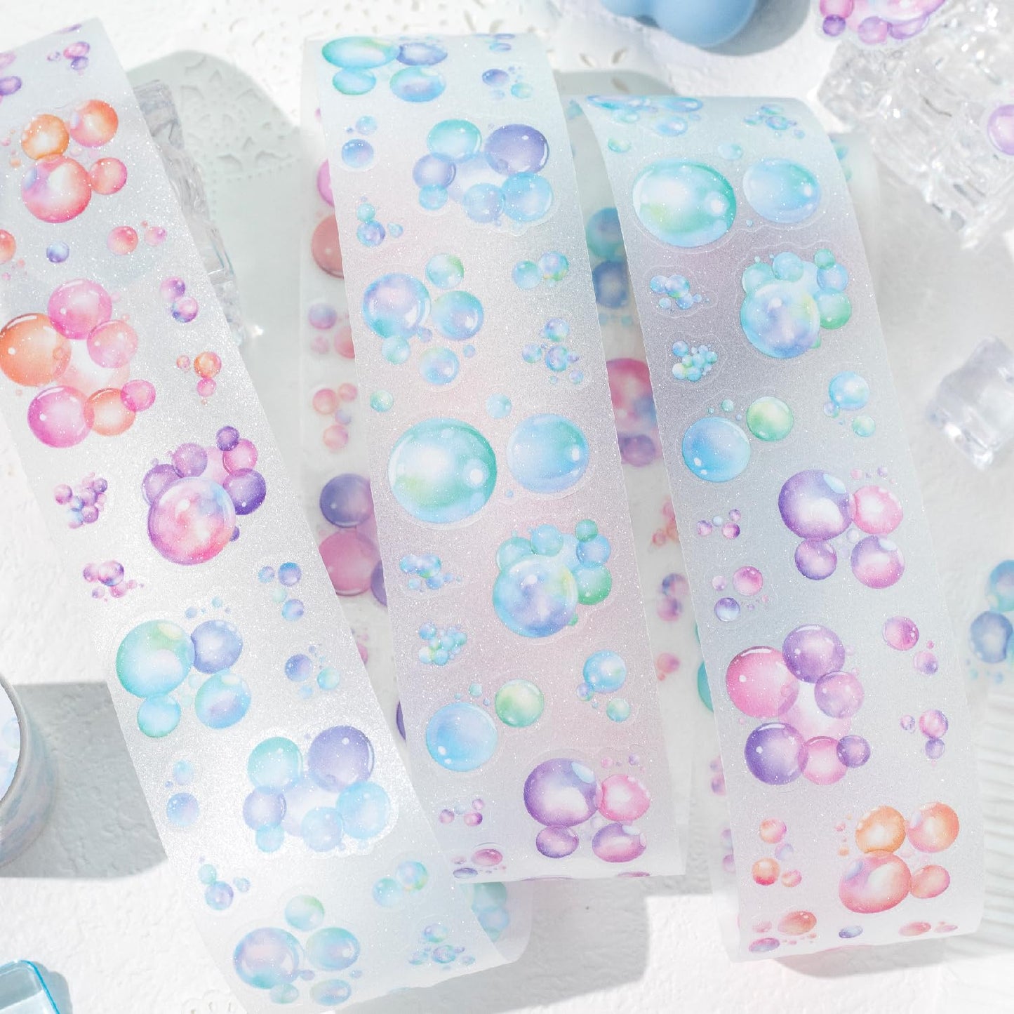 Alideco 6pcs Decorative Adhesive Tapes Vintage Dots, pentagrams, Bubbles. PET Tape Great for Bullet Journal Supplies, Arts, Scrapbook, DIY Crafts, Planners (yunduanxiaoyuan)