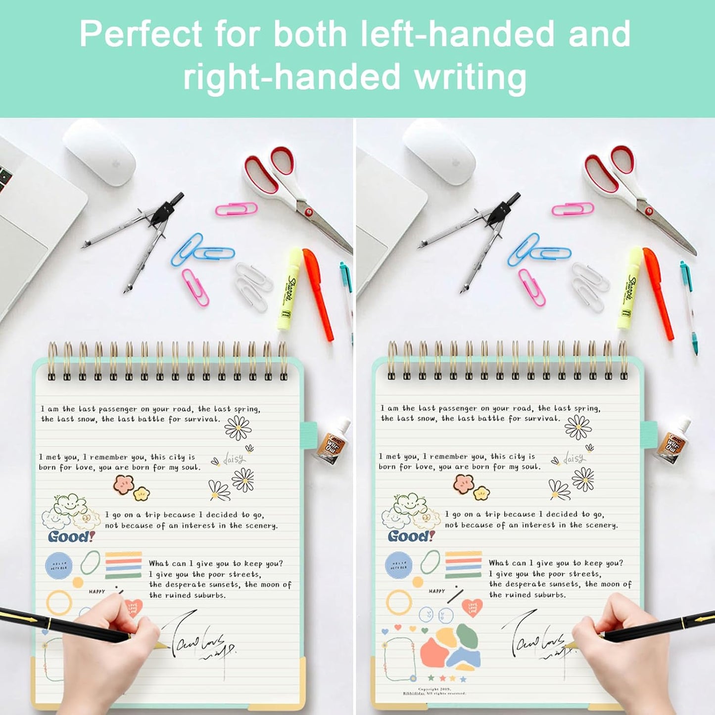 Aesthetic Top Spiral Notebook, A4 Large Linen Hardcover Top Bound Steno Pads, 240 Pages 100gsm Thick Lined Paper Left Handed Notebook Journal for Work, School, Church Writing - Green, 8.5" x 11"