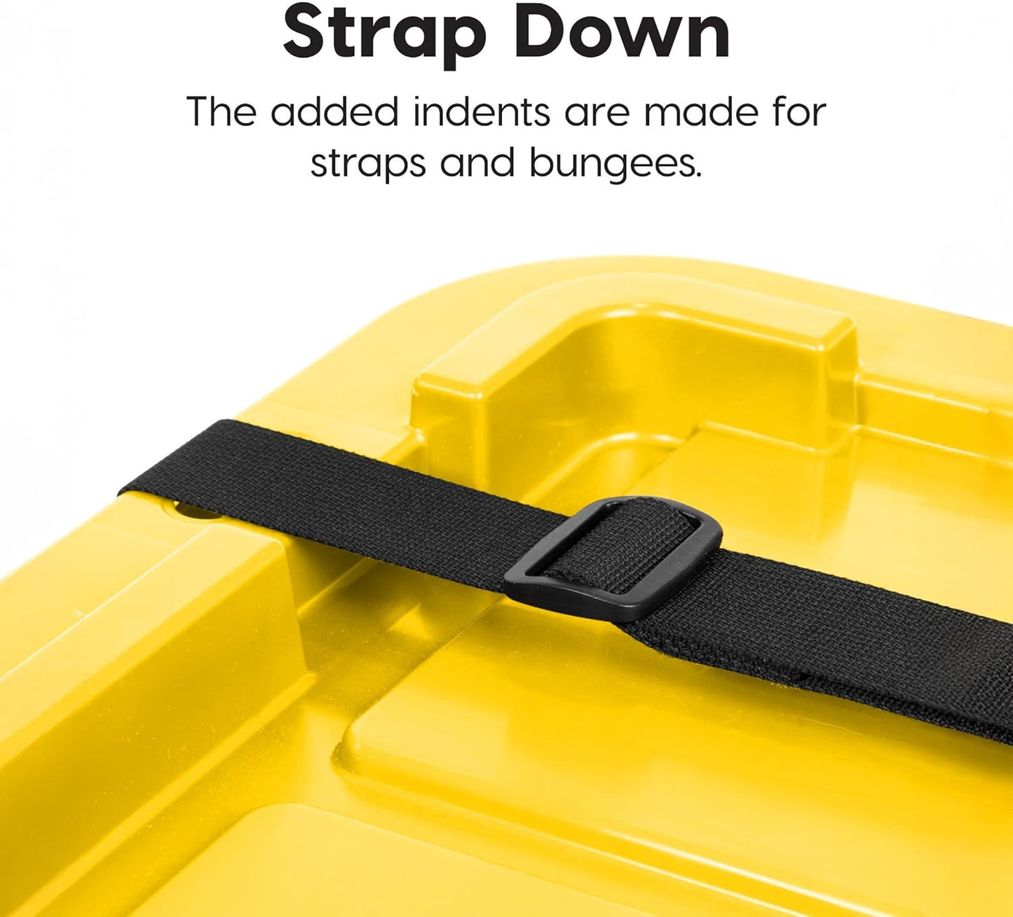 IRIS USA 4-Pack 27 Gallon Storage Bins with Lids |Made in USA| Heavy Duty Plastic Tote Containers for Truckbed Tool Box Organization, Large - Black/Yellow