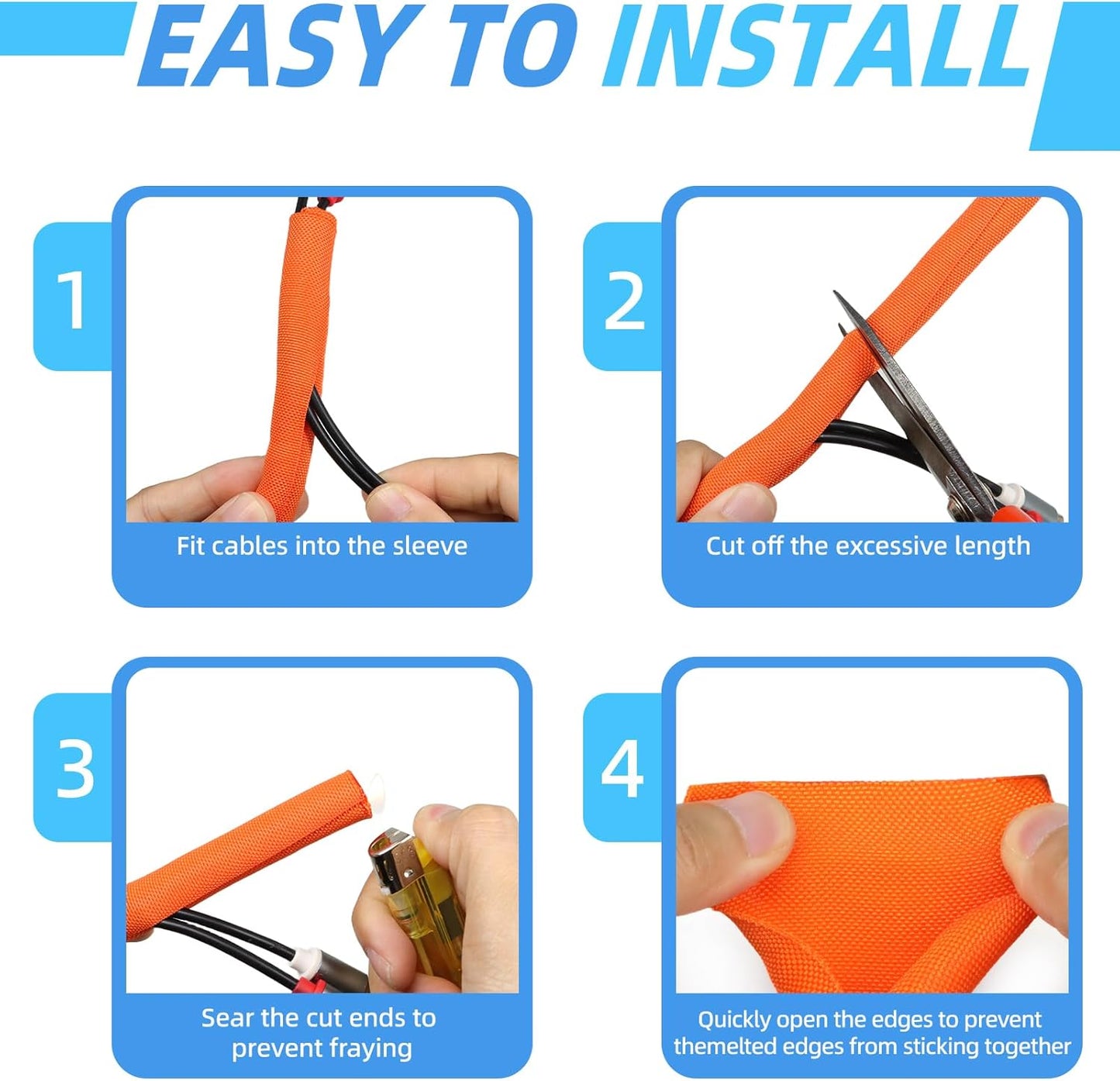 Automotive Wire Loom Tubing, Split Braided Cord Protectors from Pets No Chew, Flexible Cable Sleeve Cable Management for TV/Computer/Electric Wires (Orange, 5/16"-25ft)