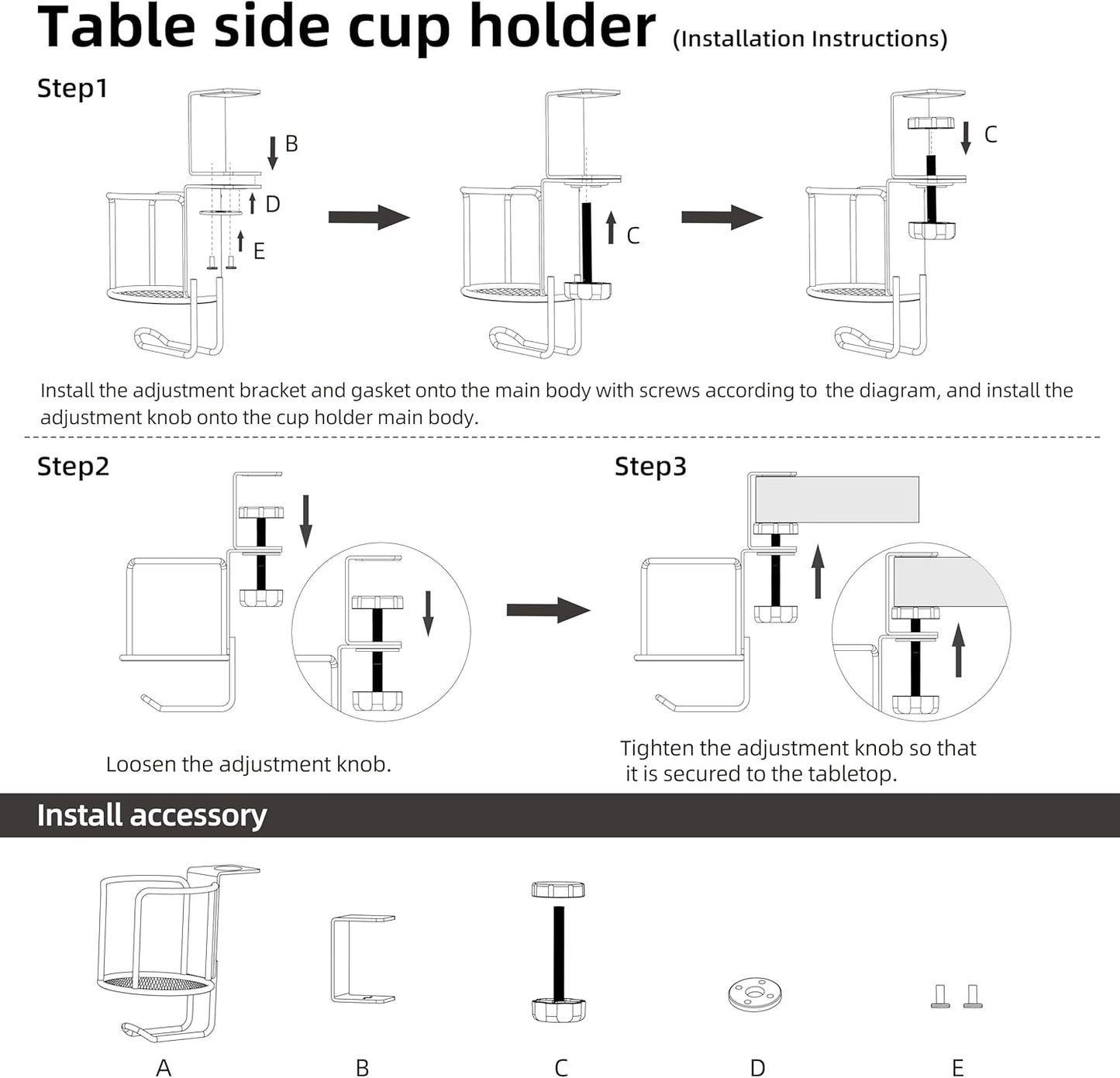 2 in 1 Desk Cup Holder with Headphone Hanger Holder, Anti-Spill Clip-On Table Cup Hook with 360° Rotation for Lawn Chair, Office Home Gaming Table (1 Pack)
