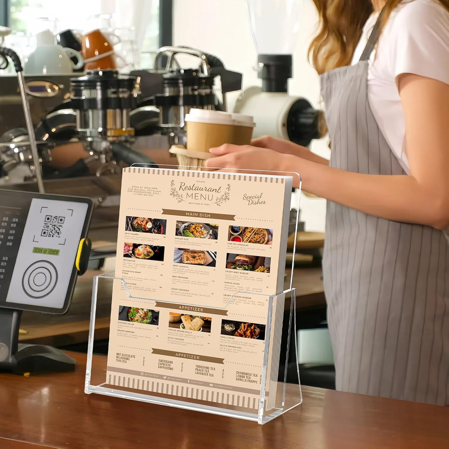 Acrylic Brochure Holder 8.5 x 11 inch 4 Pack, Clear Acrylic Plastic Flyer Holders for Literature Magazine Pamphlet Booklet Menu Journals Display Stand Desk Holder Countertop Organizer