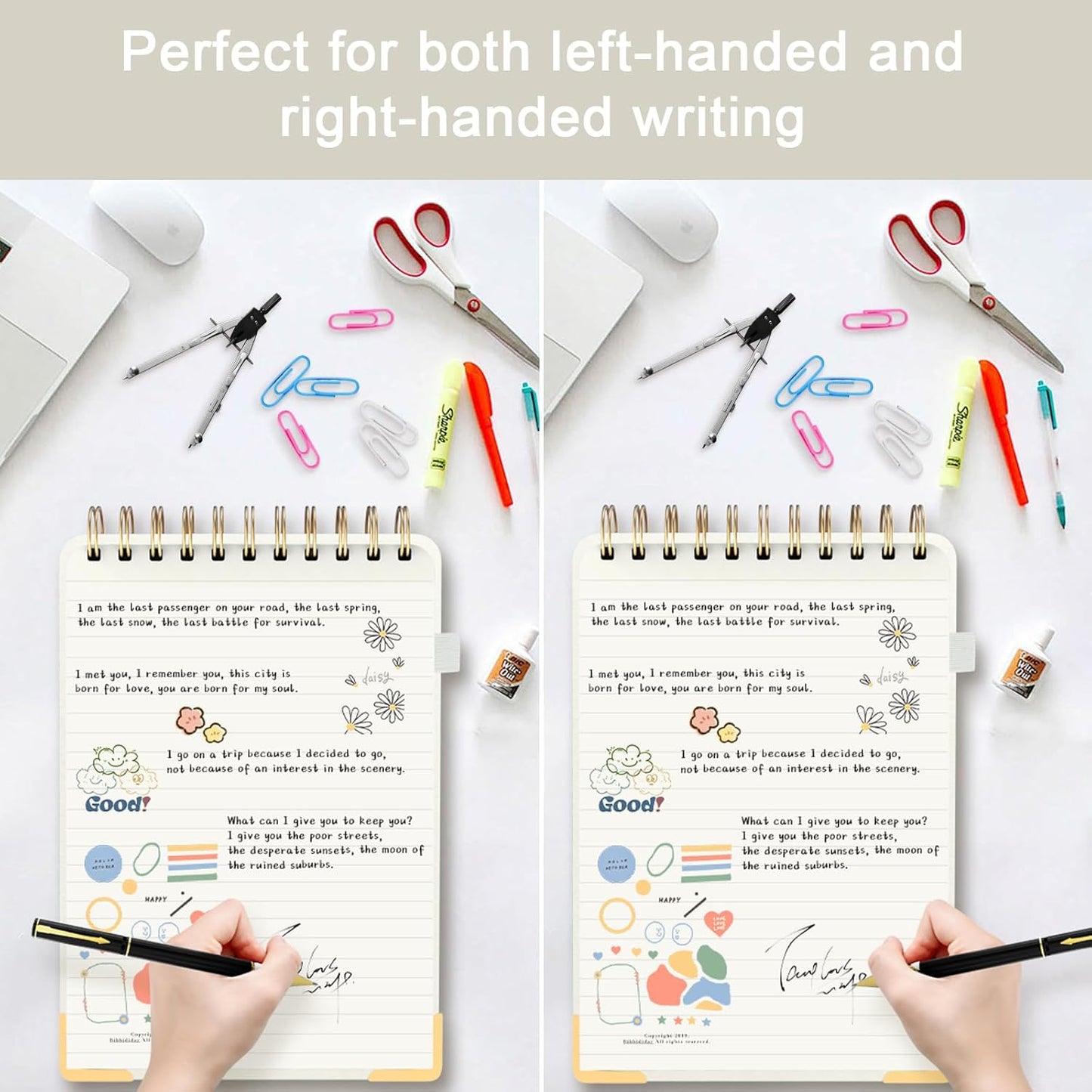 Aesthetic Top Spiral Notebook, A5 Linen Hardcover Top Bound Steno Pads, 240 Pages 100gsm Thick Lined Paper Left Handed Notebook Journal for Work, School, Church Writing - Beige, 5.9" x 8.5"