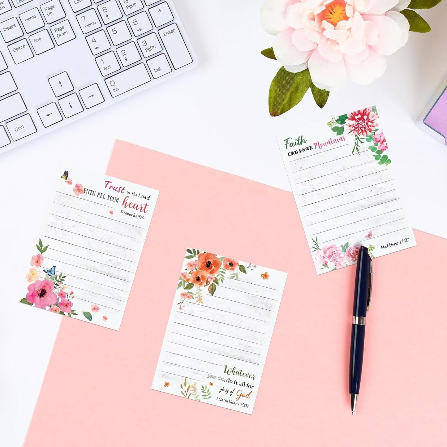 Gersoniel 8 Pack Christian Sticky Notes Small Scripture Inspirational Memo Pads Floral Design Adhesive Religious Bible Verse Quotes Notepads for Writing Schedules, 4 x 5. 5 Inch (Elegant)