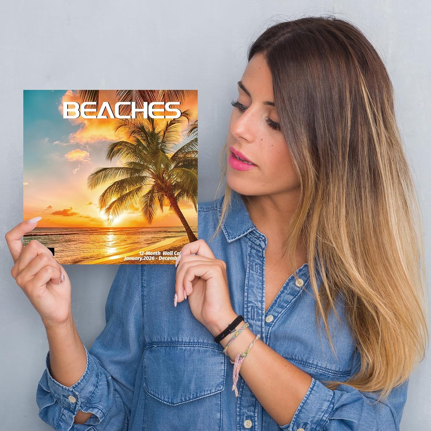 2026 Wall Calendar BEACHES, 12 Months Hangable Wall Calendars, Beach Calendars 2026, 12" x 24" (Open), Thick Glossy Paper, Organizing & Planning